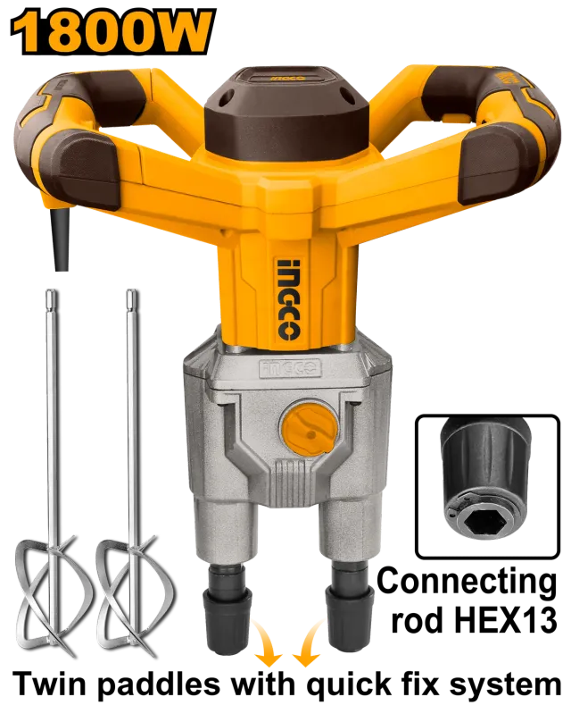 ЕЛЕКТРИЧЕН МИКСЕР 1800W СО ДВА РОТАТОРИ INGCO MX218008
