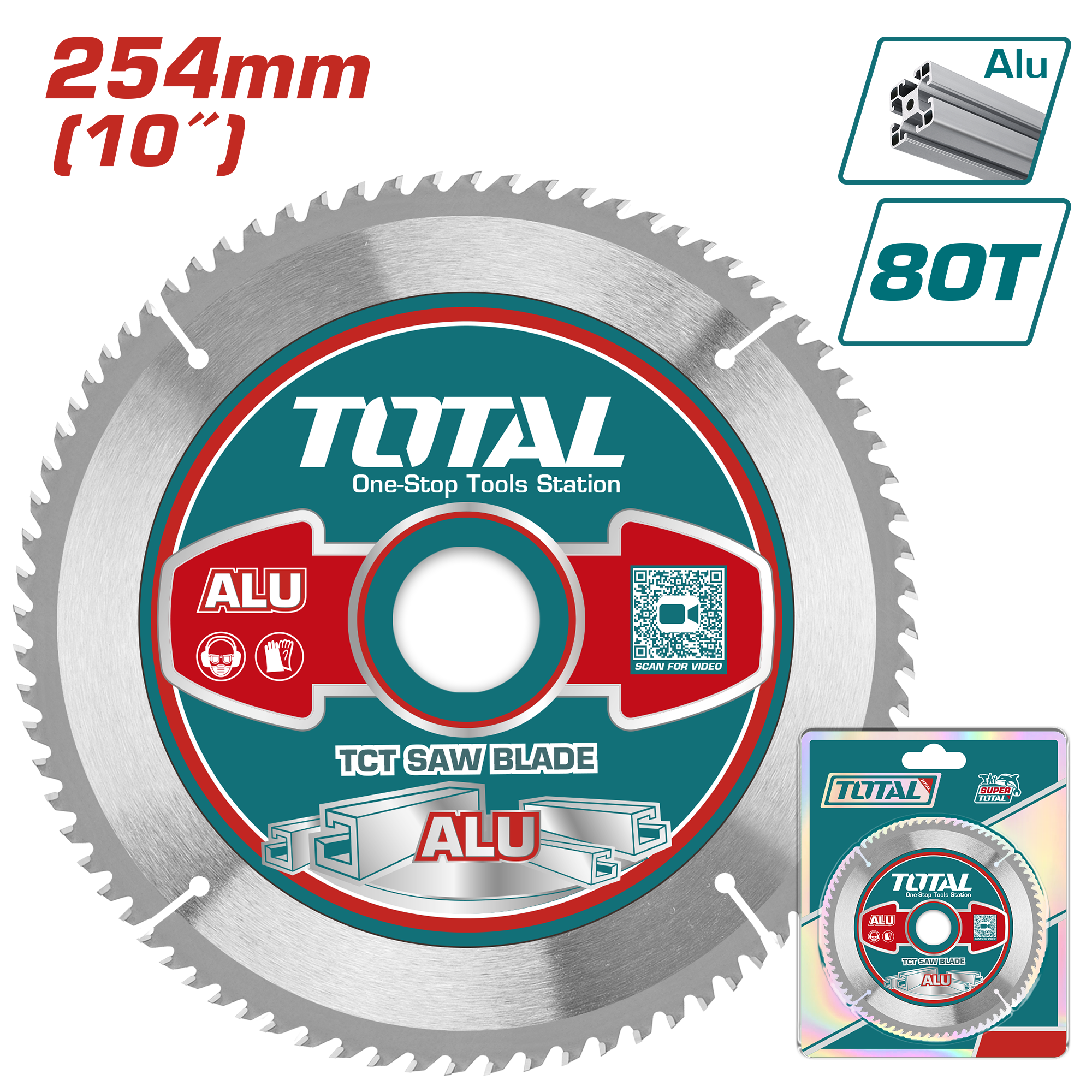 Pila për cirkulare 254mm 80T alumini TOTAL TAC233728
