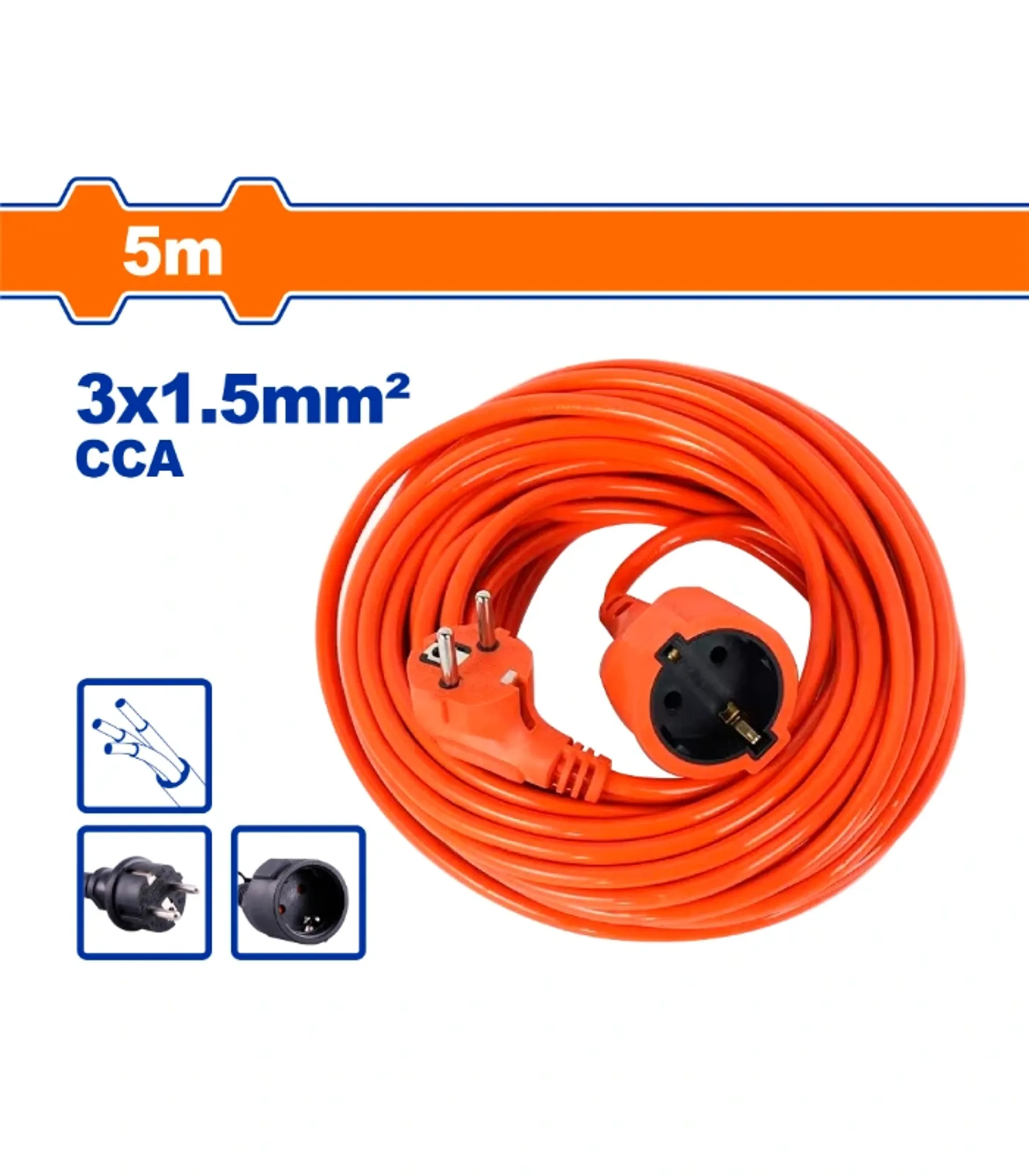 ПРОДОЛЖЕН КАБЕЛ WADFOW 3×1.5 5M – WEJAG02