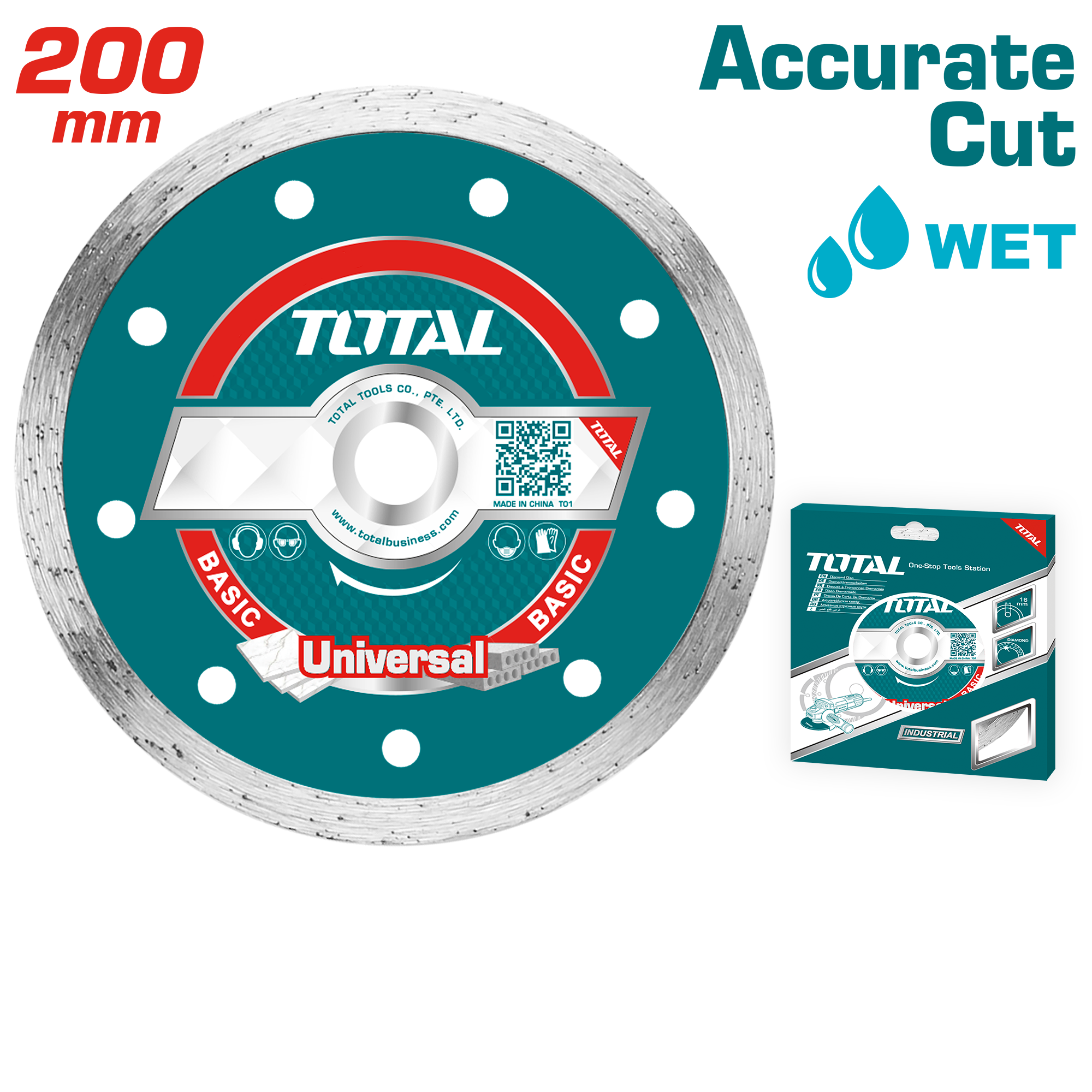 Disk diamant 200mm universal accurate cut TOTAL TAC2122003