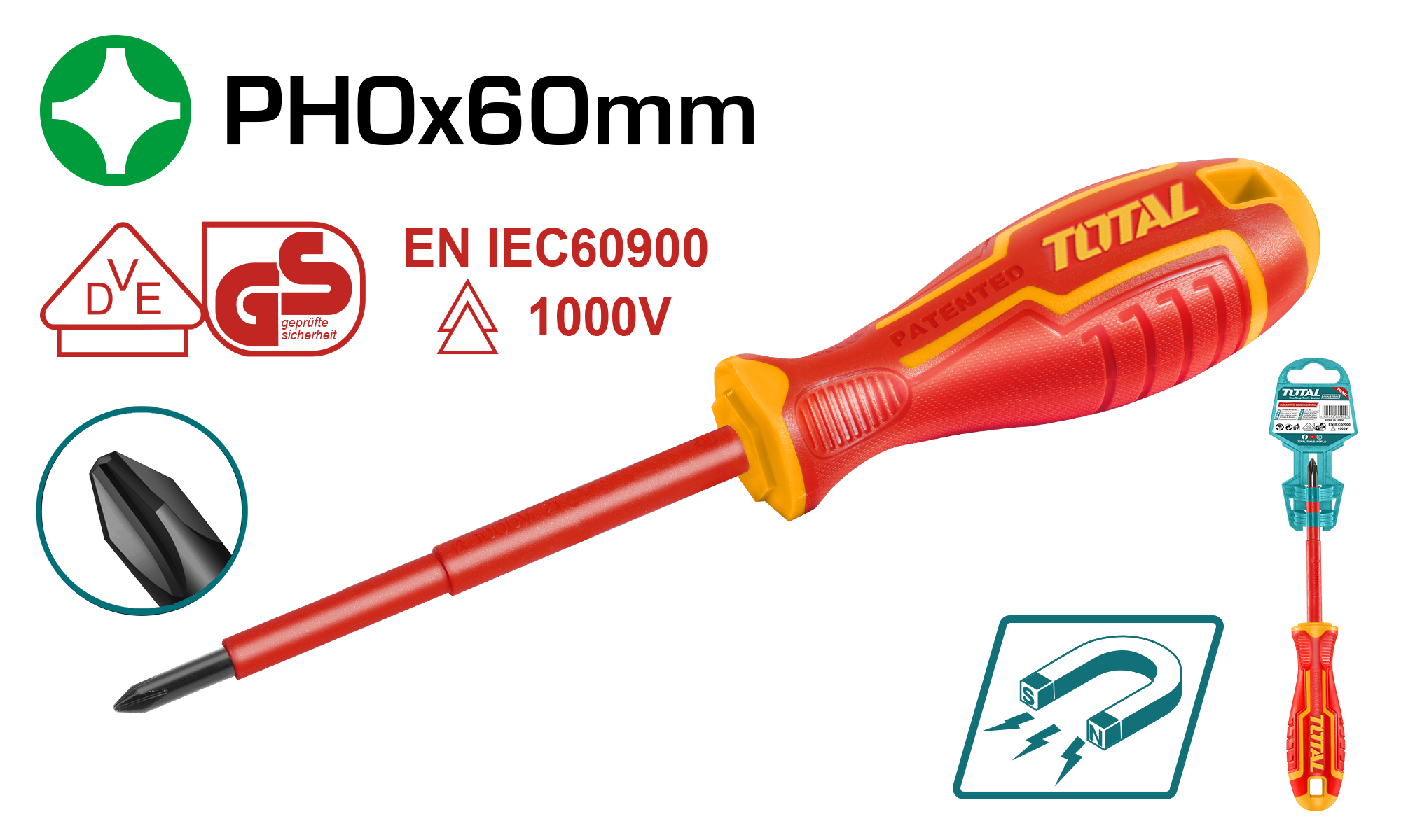 Kaçavidë elektrikani PH0x60mm TOTAL THTISPH060