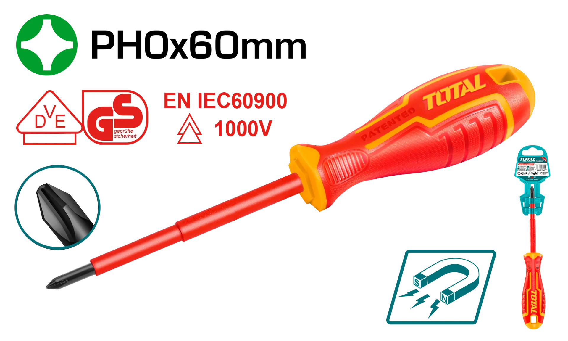 Kaçavidë elektrikani PH0x60mm TOTAL THTISPH060