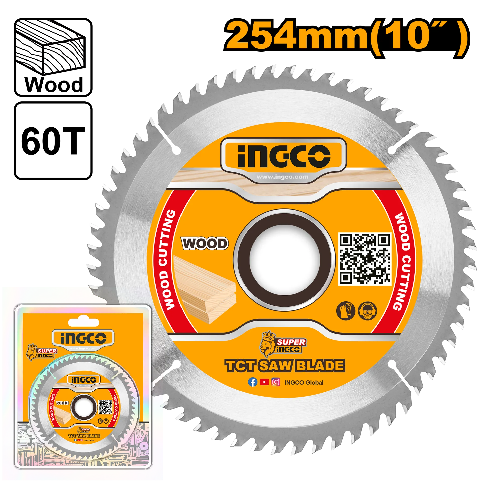 Sharrë për drurin INGCO 254mm 60T TSB125423