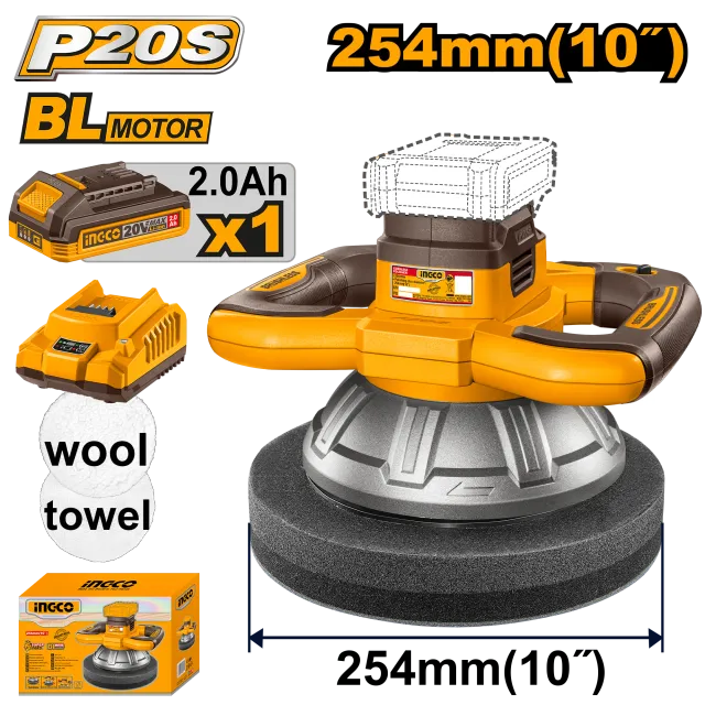 ПОЛИРКА 254mm 20V 1×2.0Ah INGCO COPLI2025481