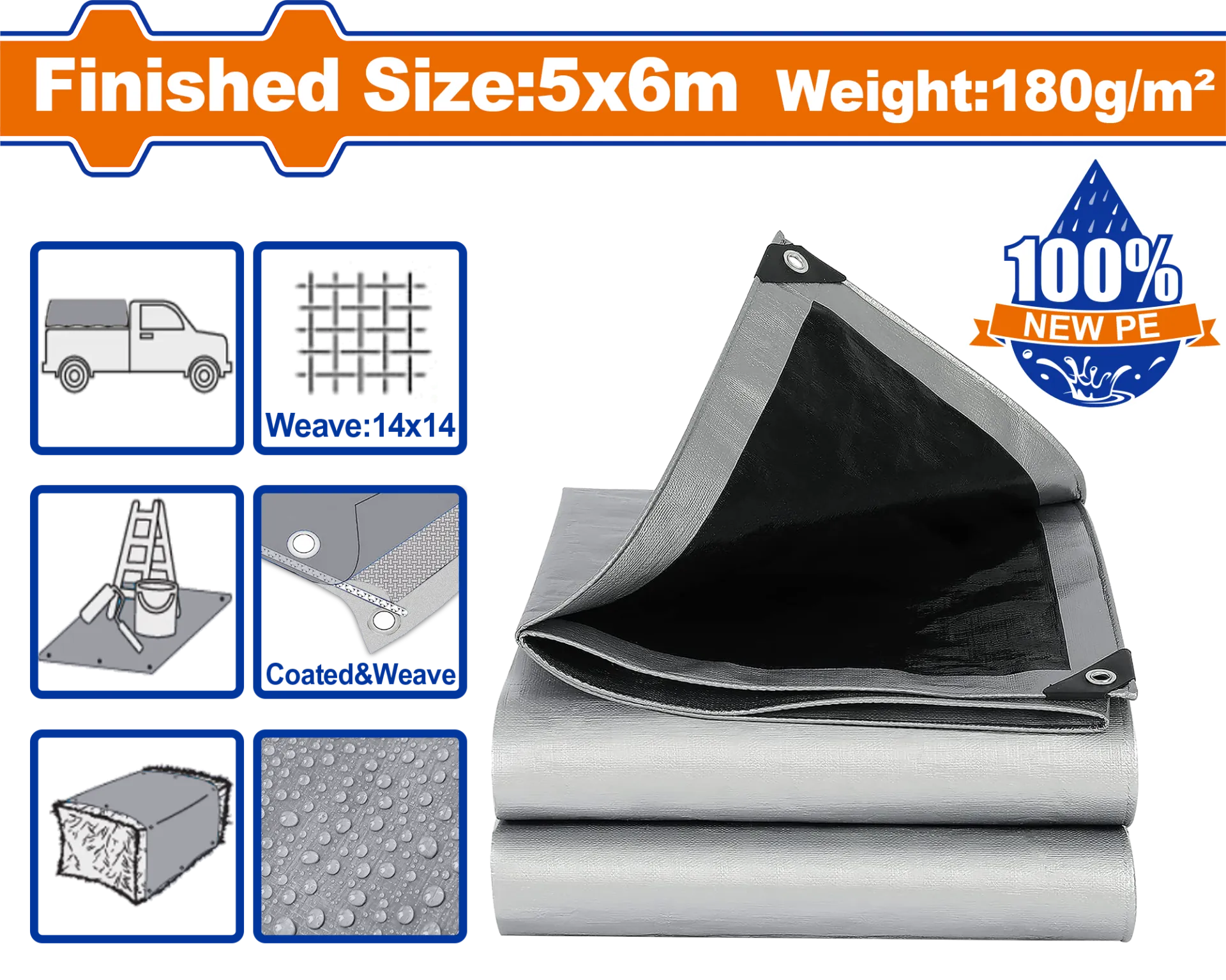 Церада 5X6M 180G WADFOW WTQ8856