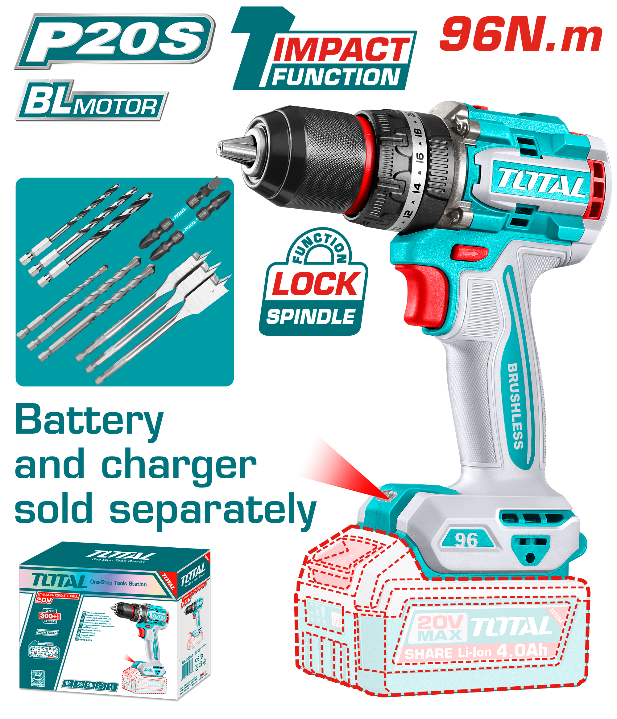 Përforcues 20V 96Nm solo pa baterije TOTAL TIDLI209681