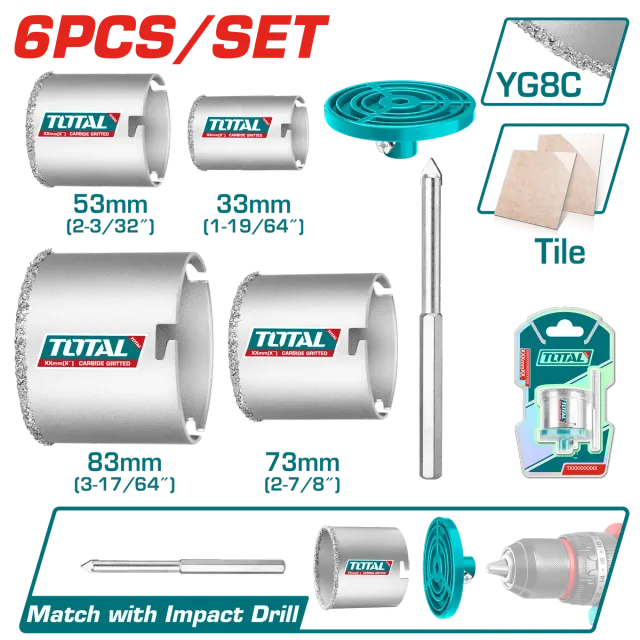 Set sharra kurorë për beton TOTAL set 6/1 TAC44061