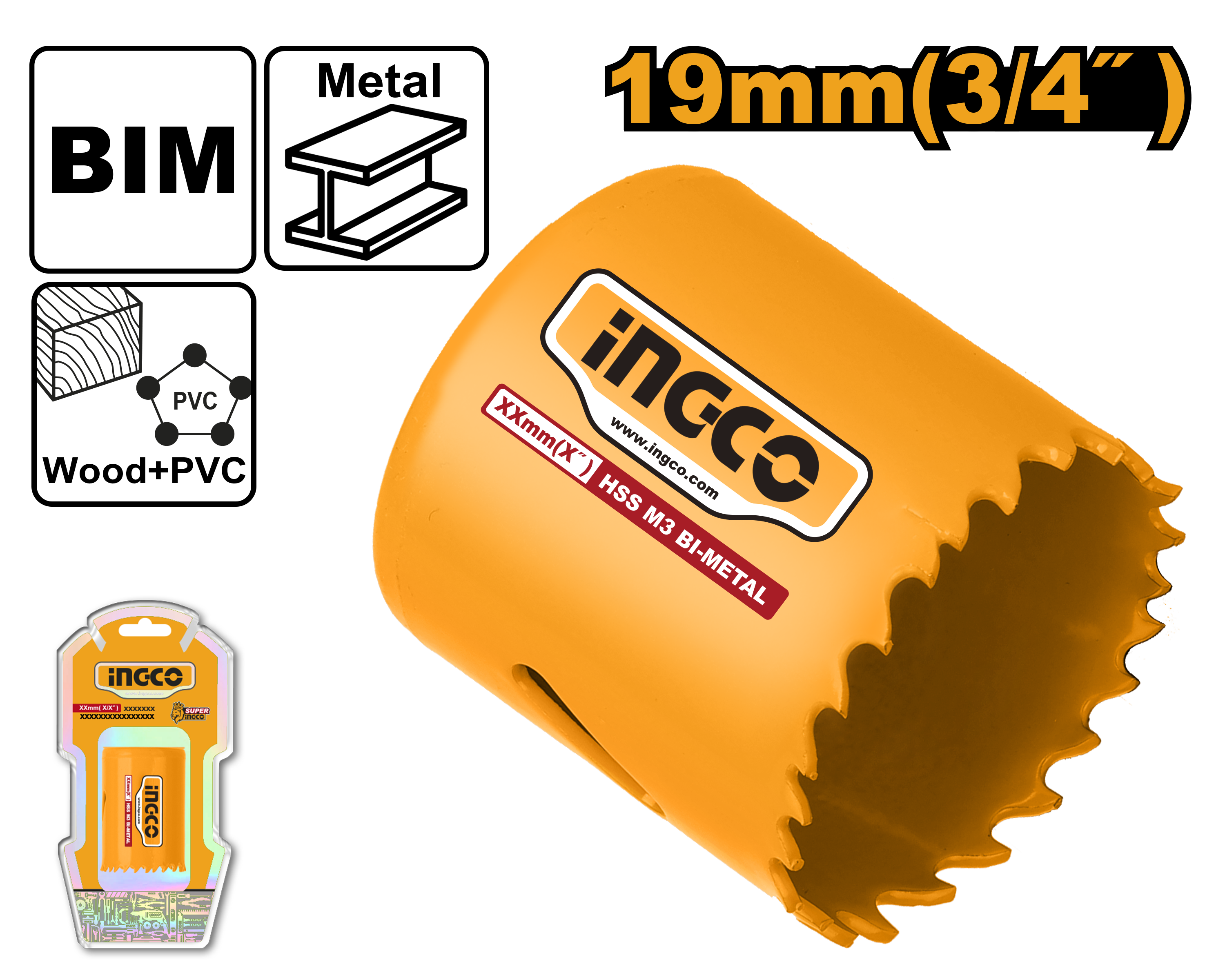 Кружна за метал INGCO 19mm HSB10191