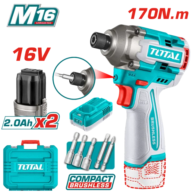 Përforcues ndakues 170Nm 16V 2×2.0Ah TOTAL TIRLI16178