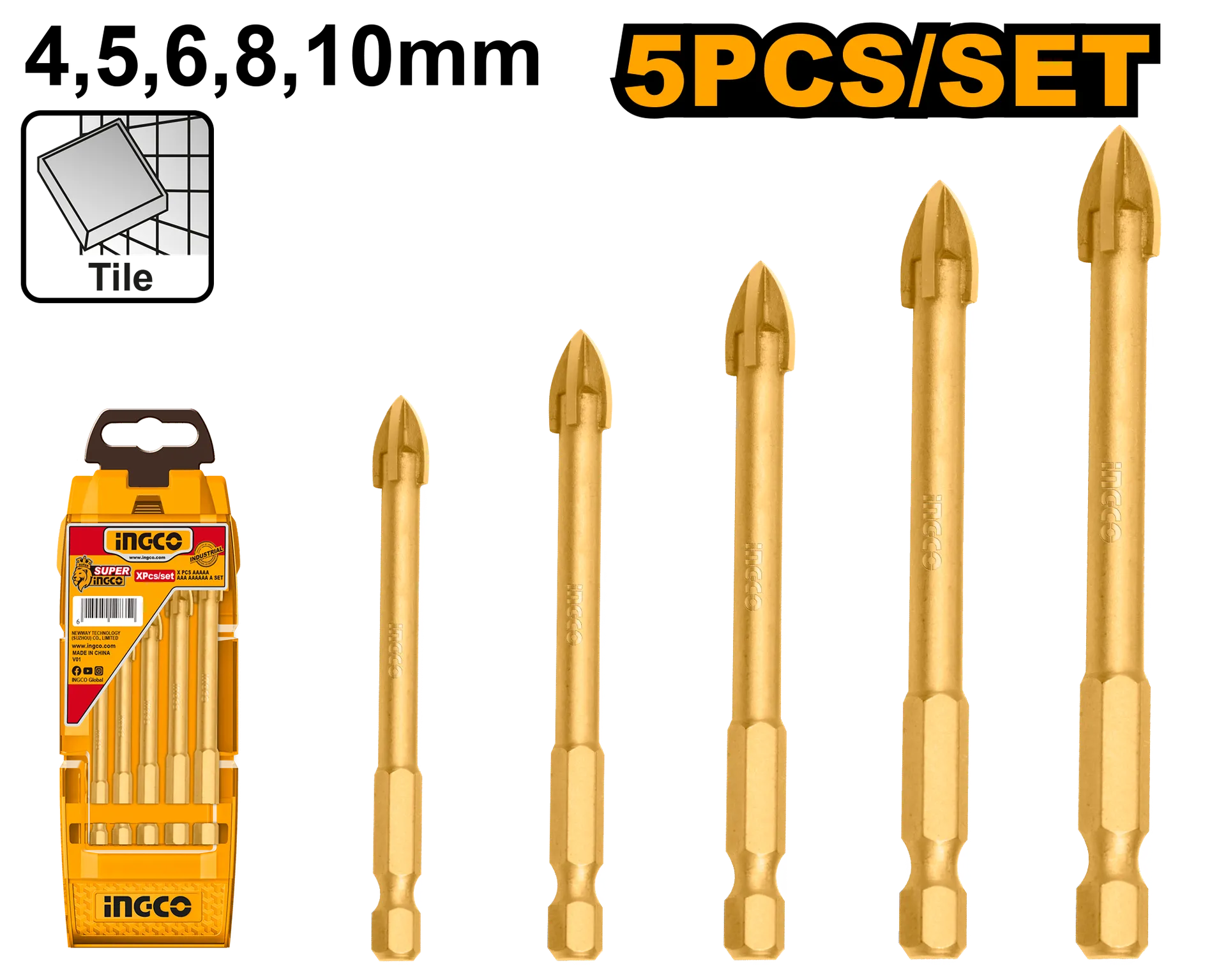 Shpuese për pllakat dhe xhamin INGCO 5/1 AKD7058