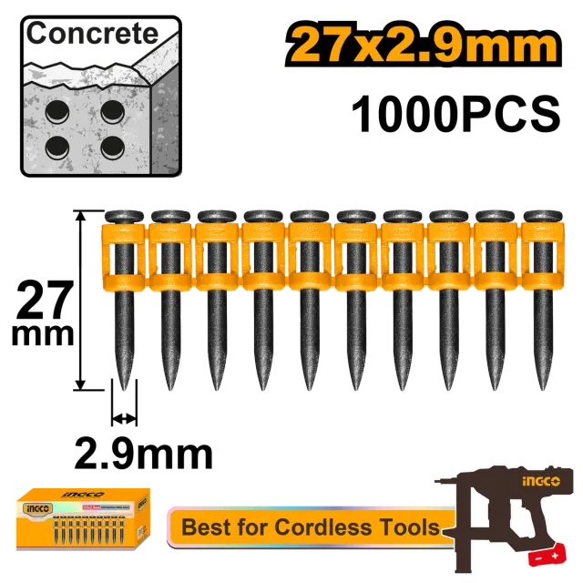 ШАЈКИ ЗА БЕТОН ЛЕНТА 2.9x27mm 1000PCS INGCO ANA02271
