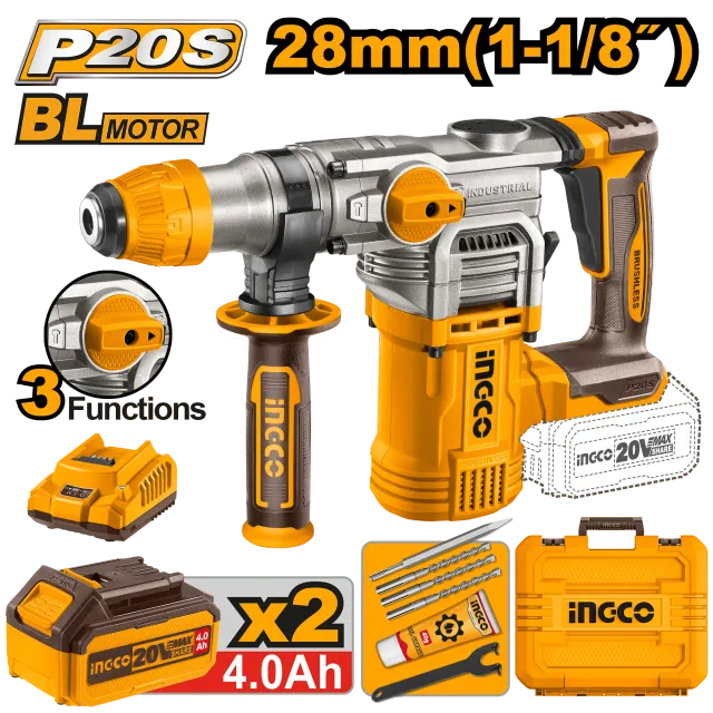 УДАРЕН ЧЕКАН ДУПЧАЛКА 28mm SDS+ ХИЛТА 2×4.0Ah – INGCO CRHLI202882
