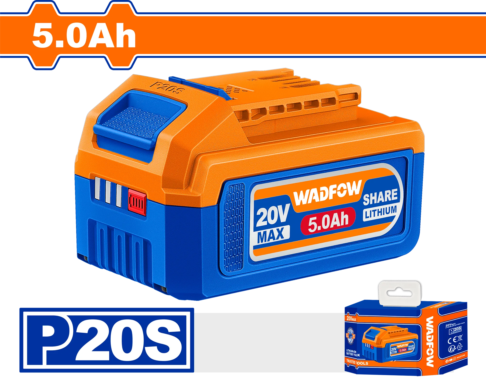 Bateria 20V 5.0Ah WADFOW WLBP550