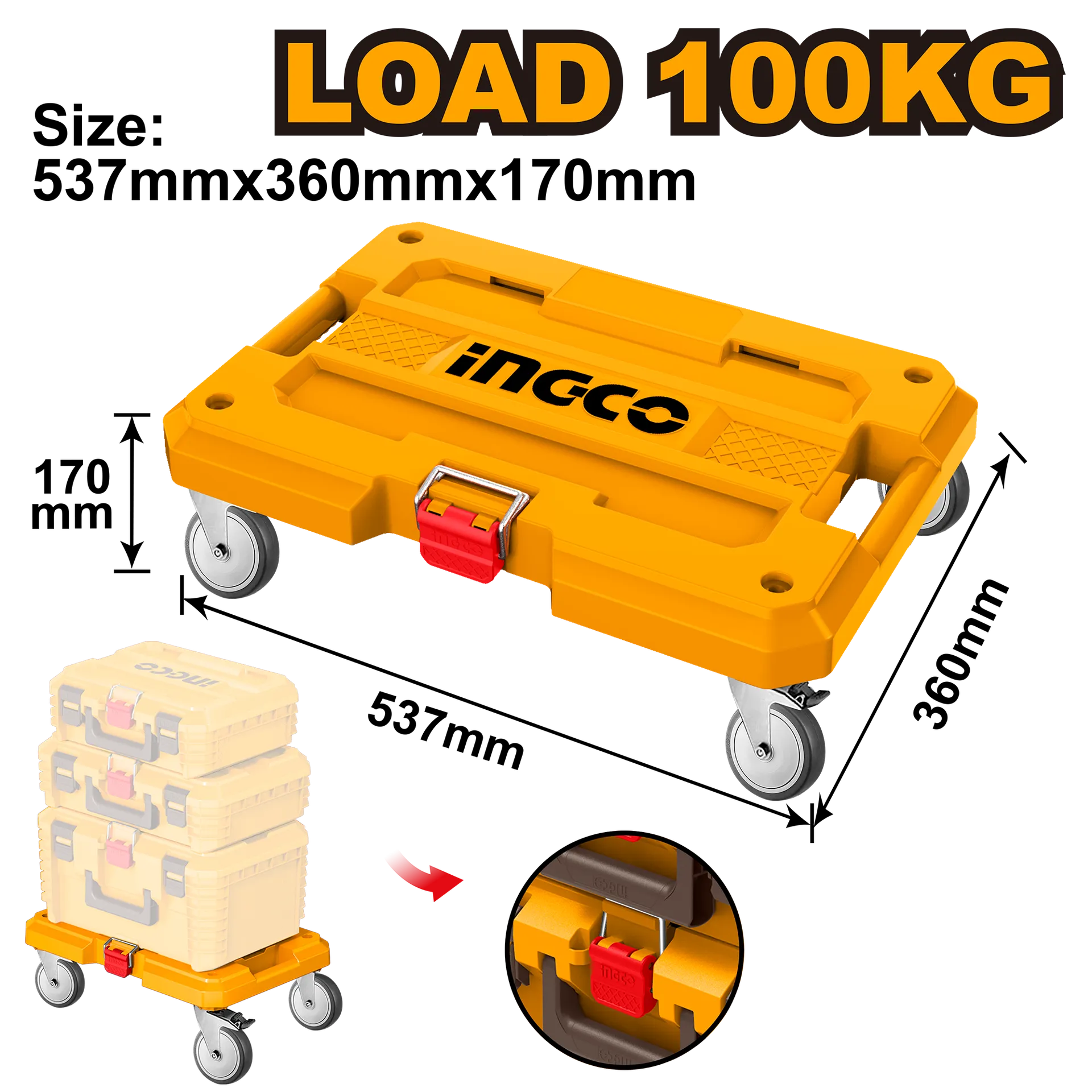 КУТИЈА ЗА АЛАТ STACKABLE СО ТРКАЛА 100KG INGCO HHWB61001