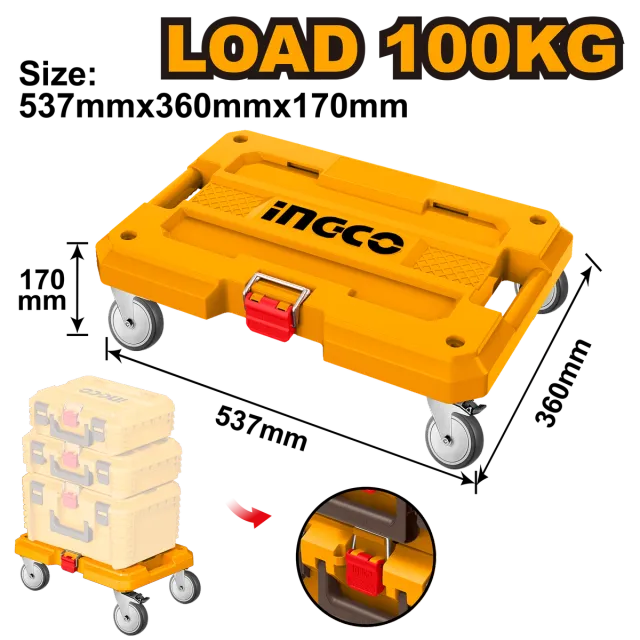 КУТИЈА ЗА АЛАТ STACKABLE СО ТРКАЛА 100KG INGCO HHWB61001