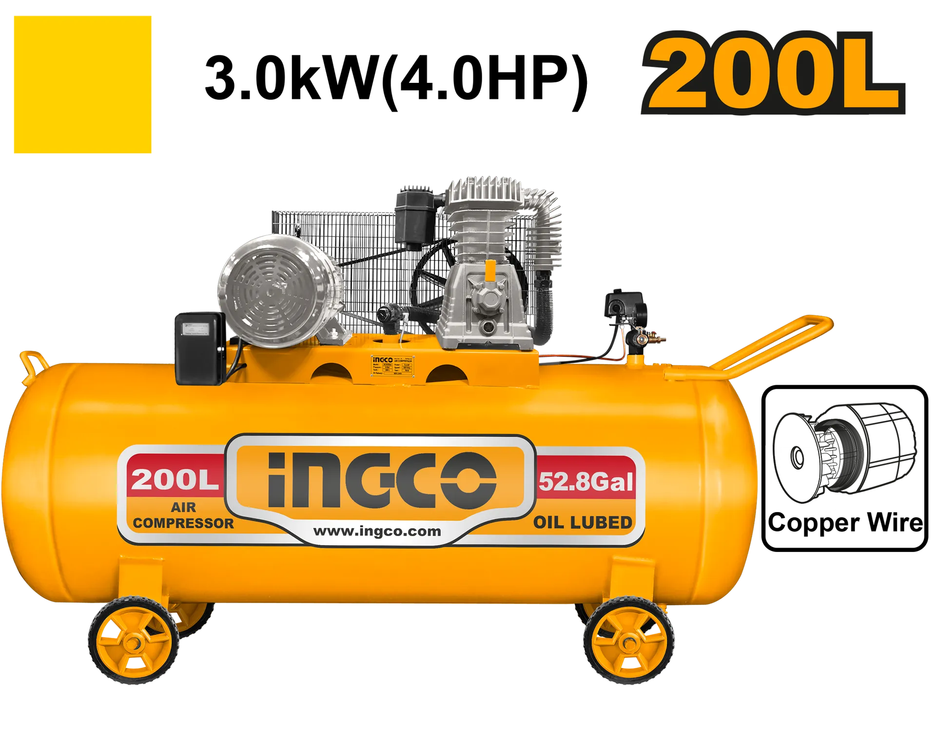 Kompresori me Vaj 3.0kw 200L INGCO AC402001
