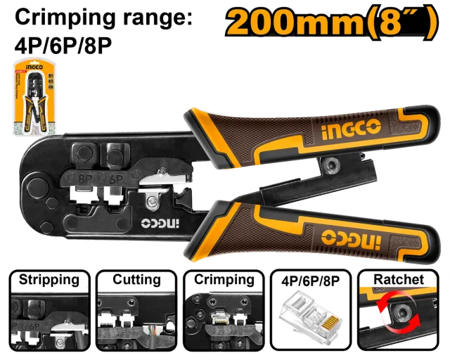 Presa krimp për kabëll INGCO 4P 6P 8P HMPCN2468R