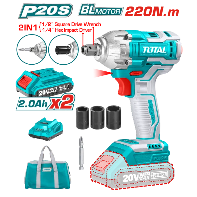 Driver goditese 20V 2×2.0Ah baterite TOTAL TIWLI20208