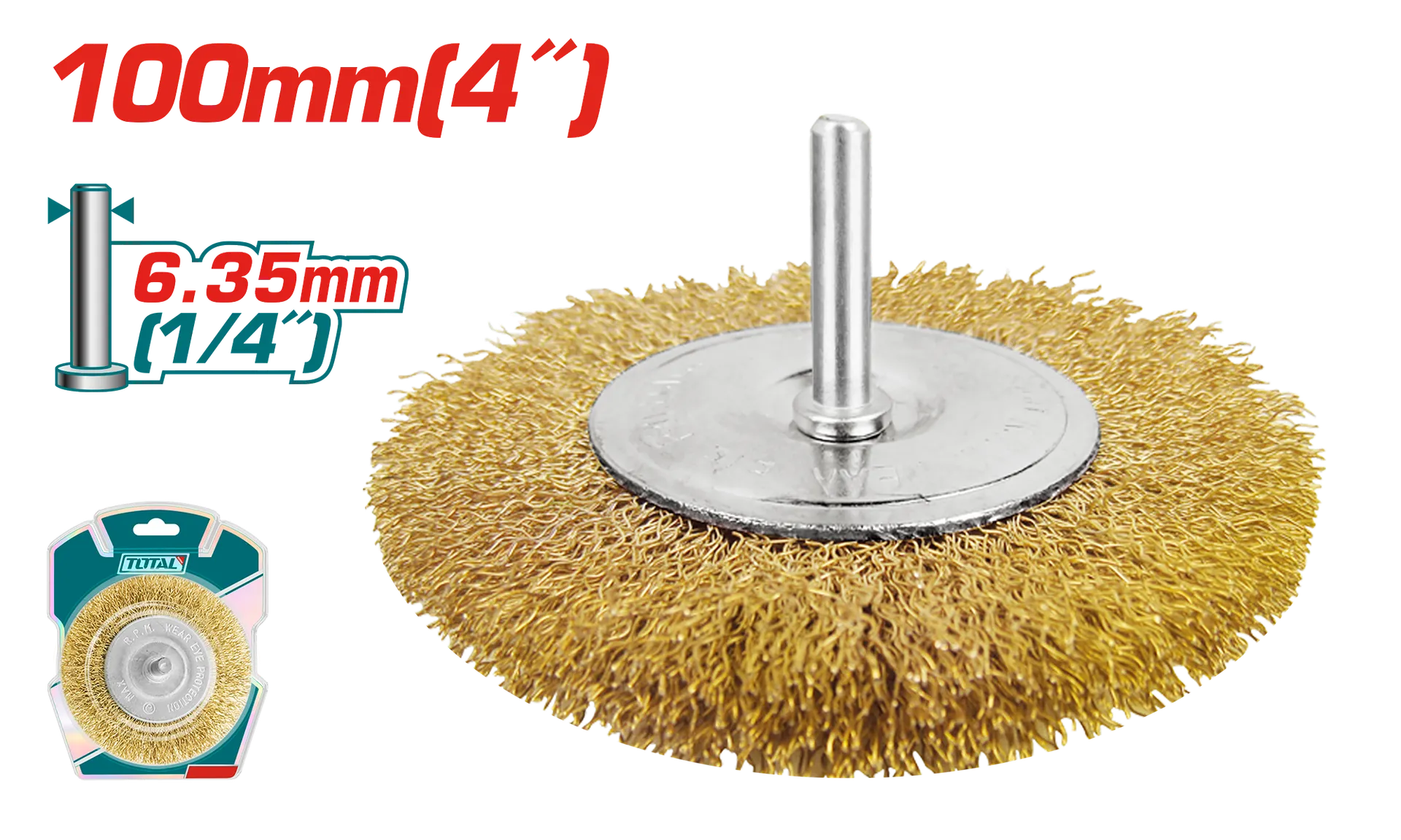 Furçë tunxhi 100mm për shpim 6.35mm (1/4″) TOTAL TAC34041