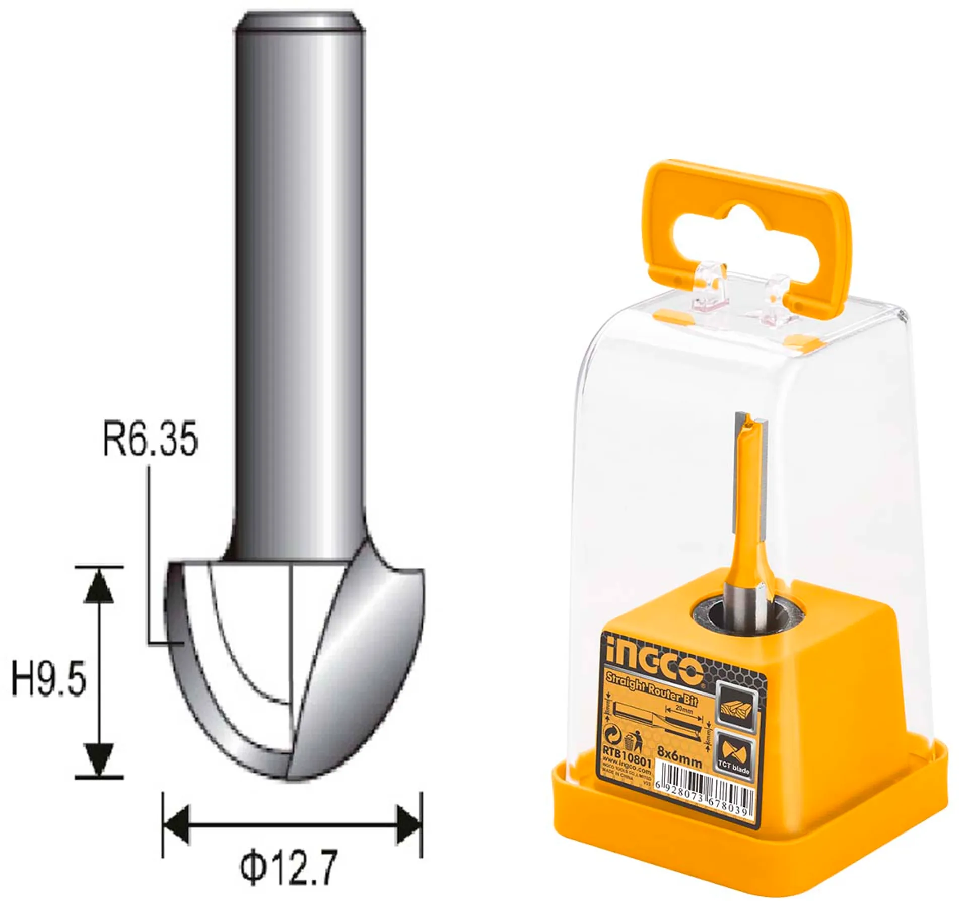 Frez për fresim 6.35X6mm INGCO RTB216951