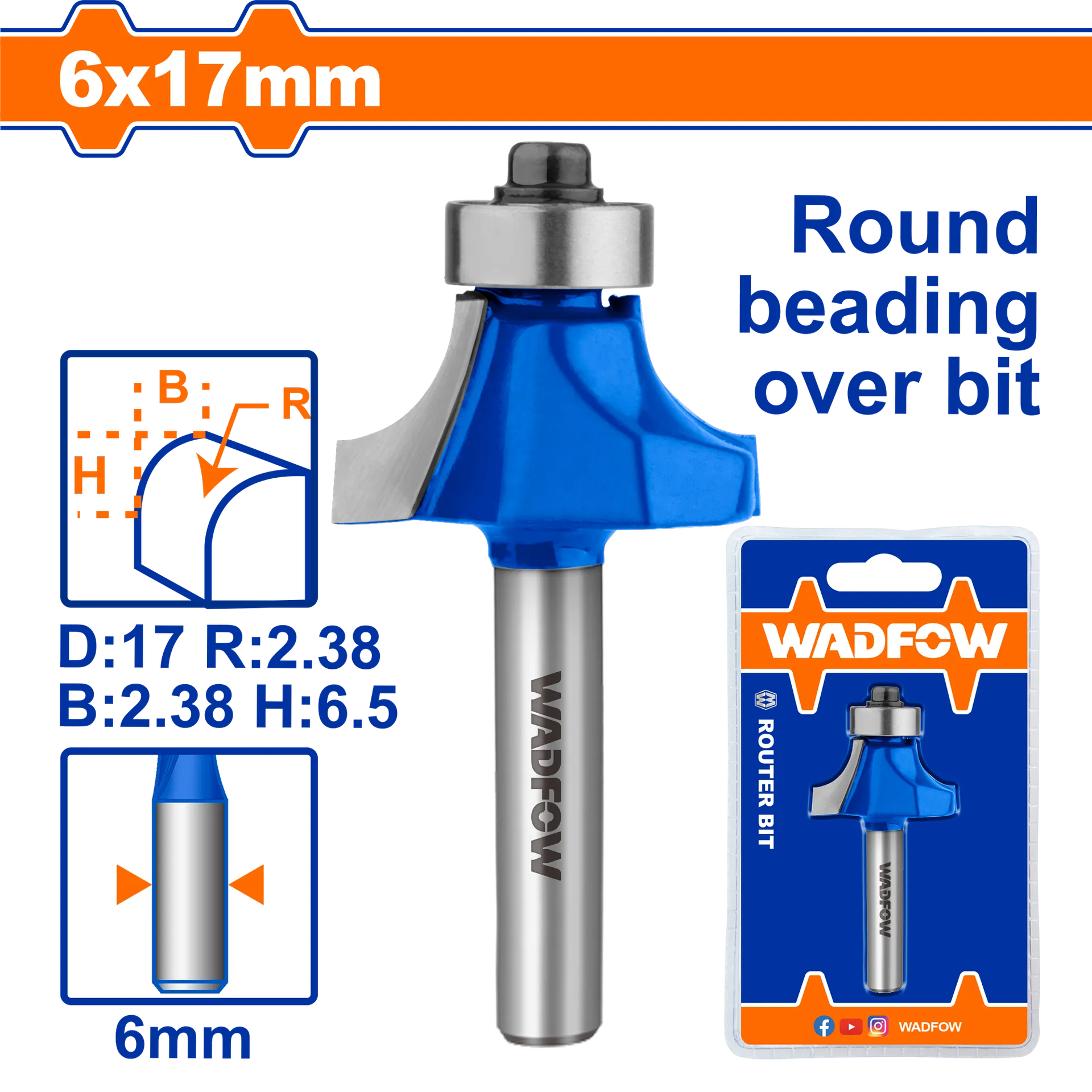 ГЛОДАЛО ЗА ФРЕЗА КРУЖЕН ПРОФИЛ 6mm WADFOW WRG6402
