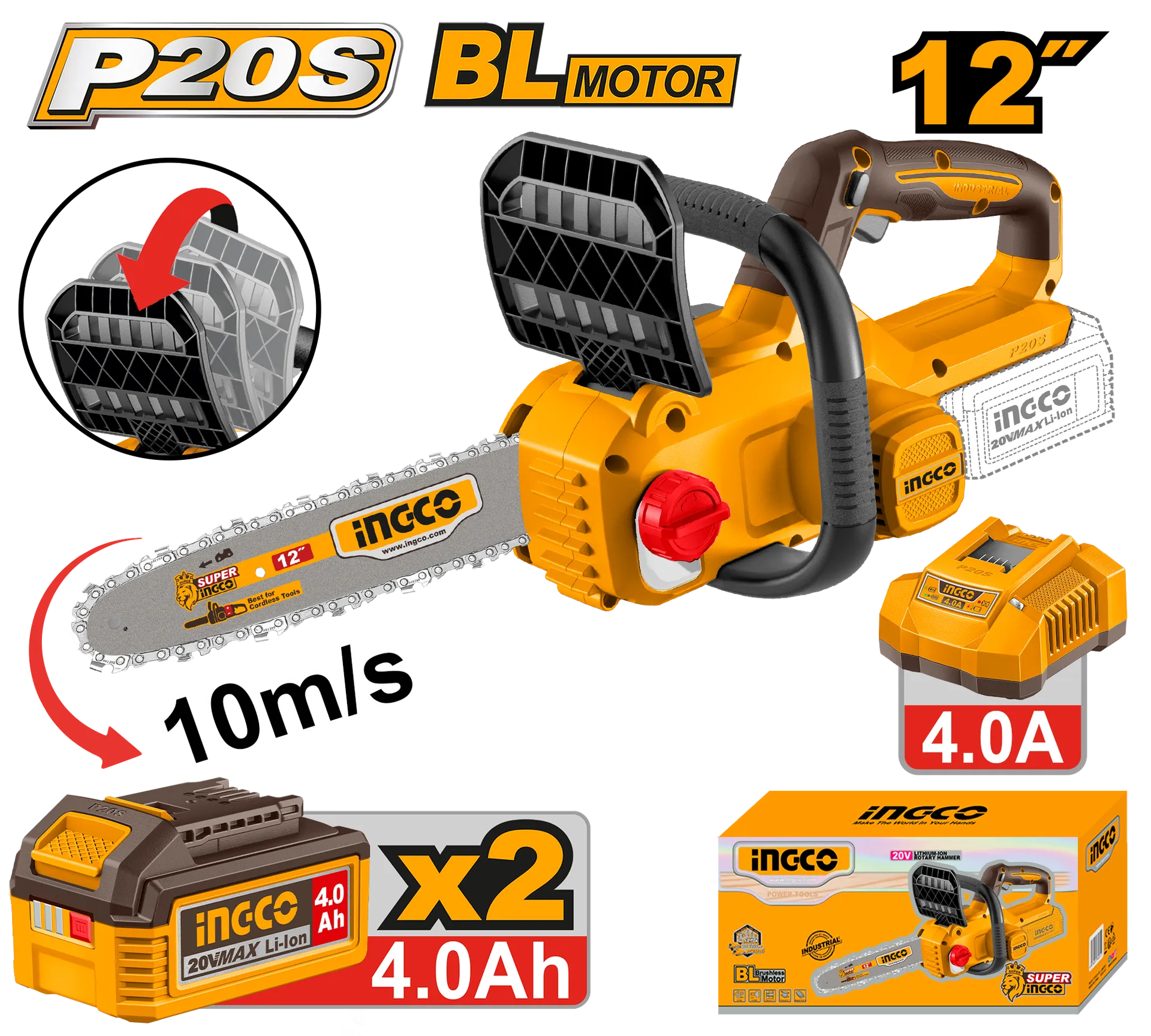 Motorreza elektronike 12" 20V 2x4.0Ah INGCO CGSLI201262