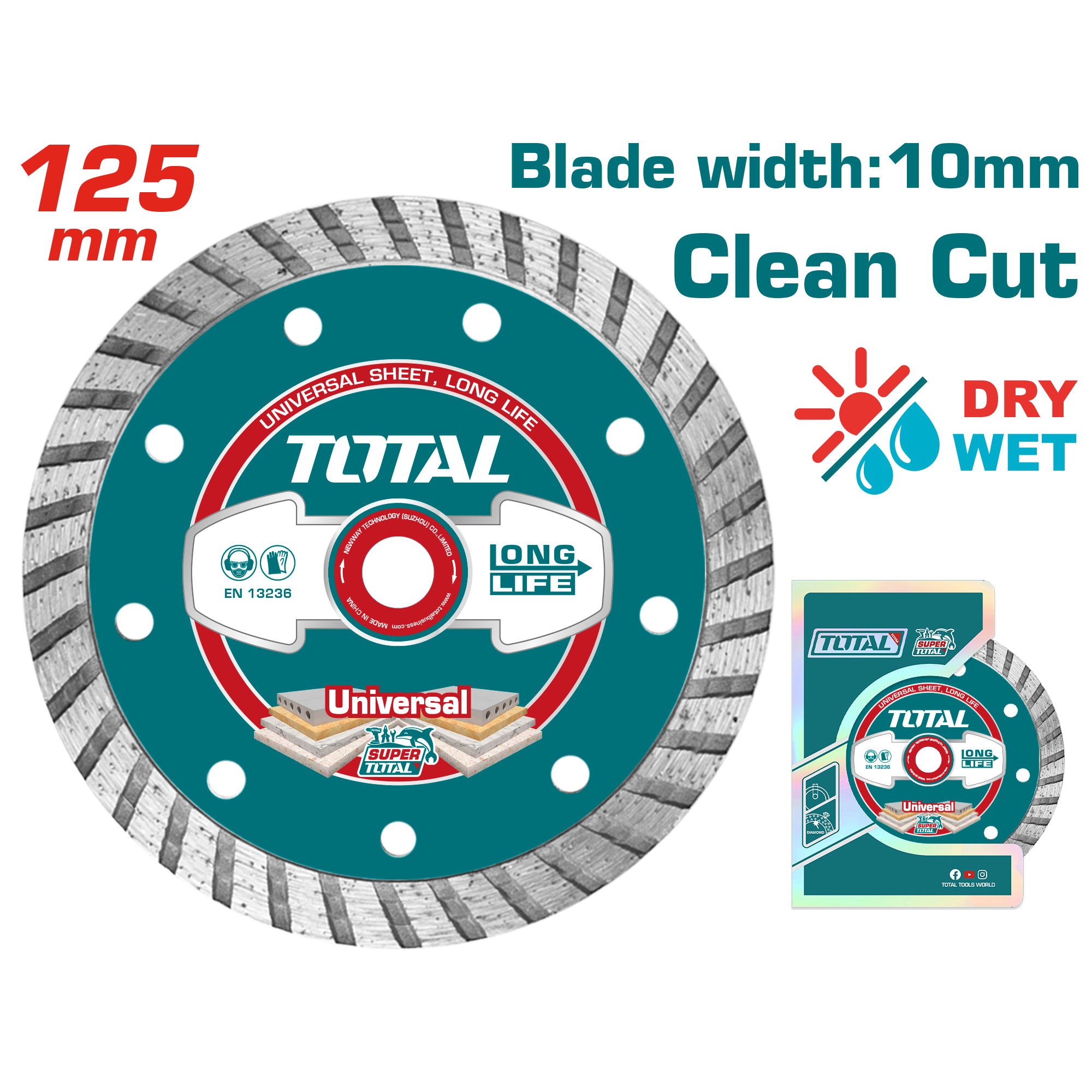 ДИЈАМАНТСКИ ДИСК 125mm УНИВЕРЗАЛЕН CLEAN CUT TOTAL TAC2131253