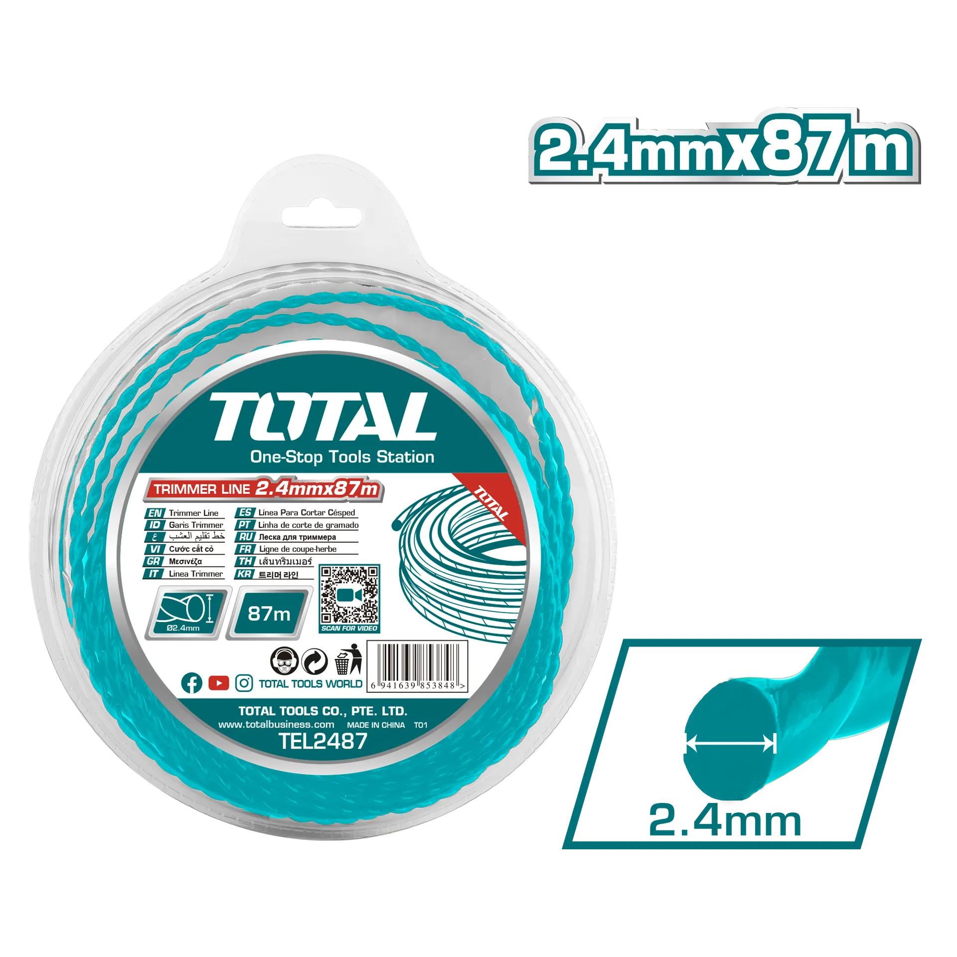 Fije për trimera TOTAL spirale 2.4mm*87M – TEL2487