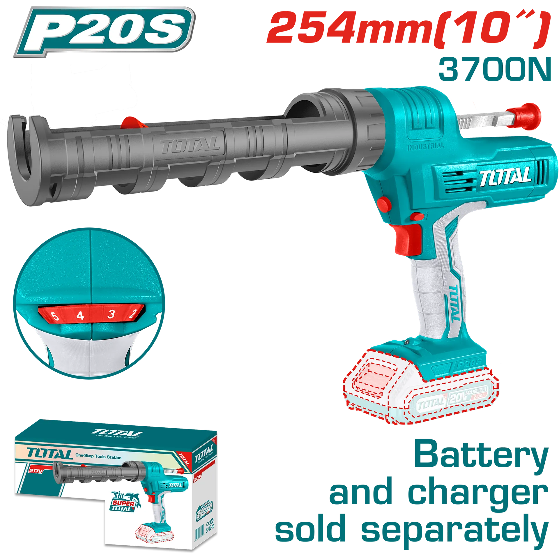 Pistol silikoni 20V solo pa baterie TOTAL TCGLI2001