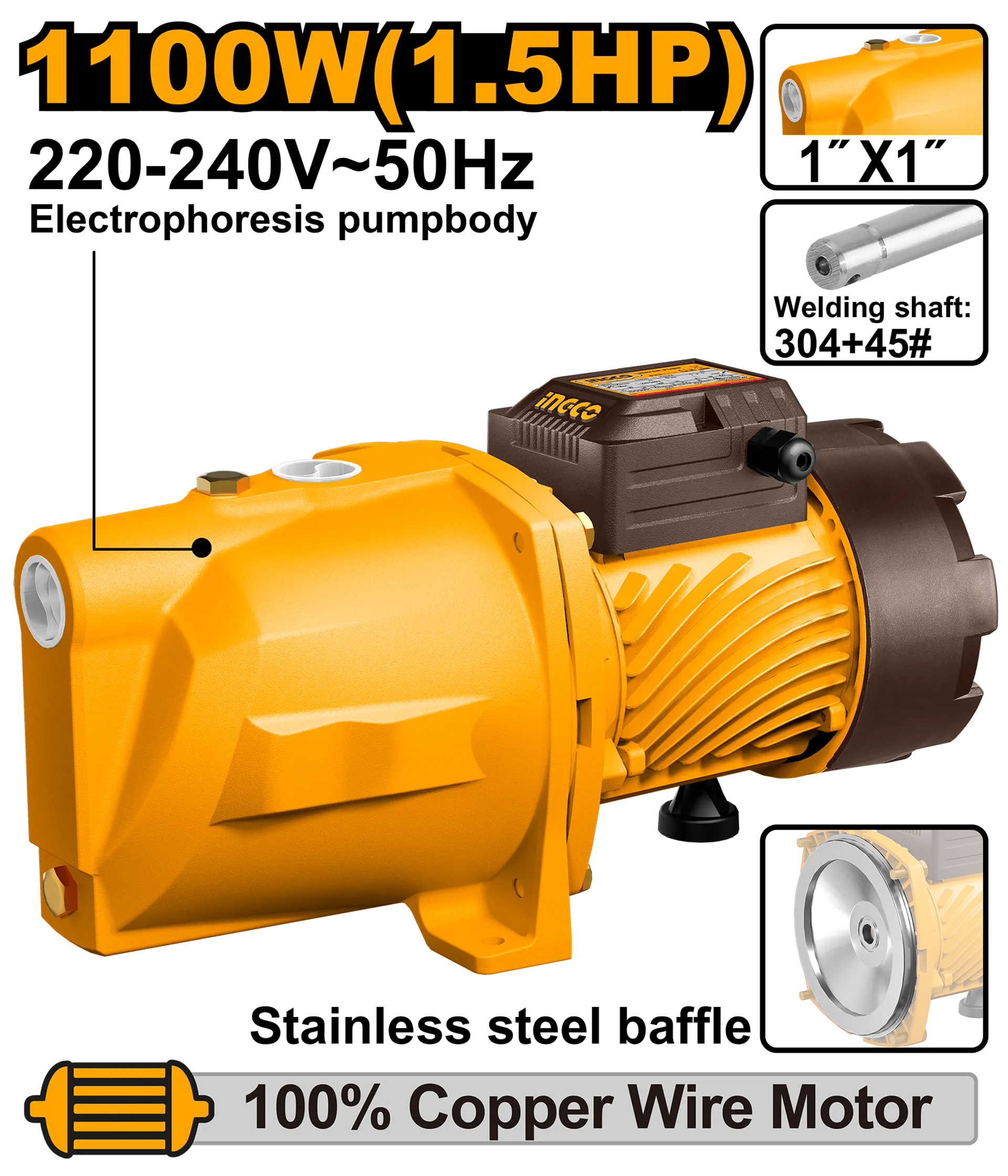 Pompa vakum për ujin 1.1KW 1″ INGCO JP110068