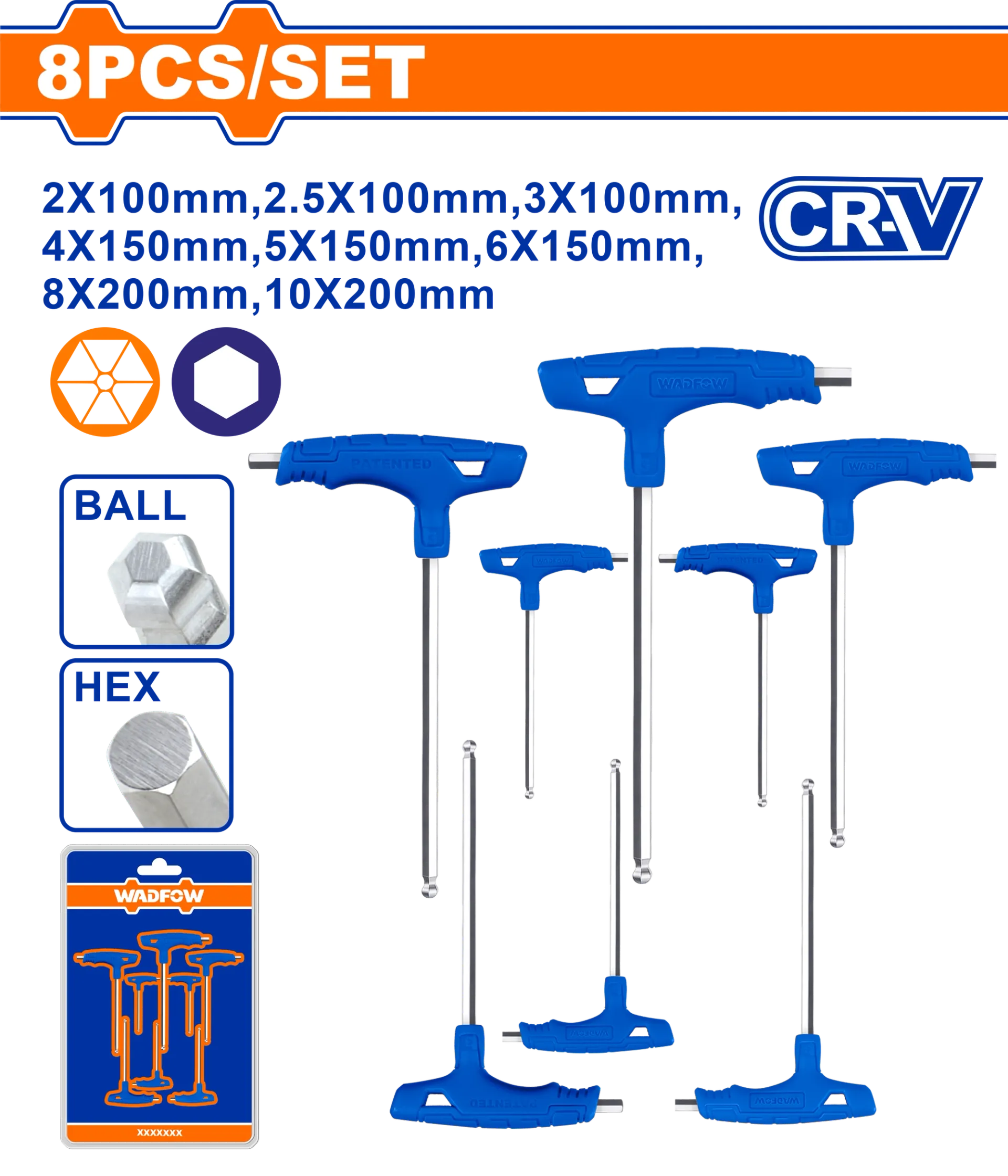 Çelës inbus T topçësh set 8/1 WADFOW WHK2481