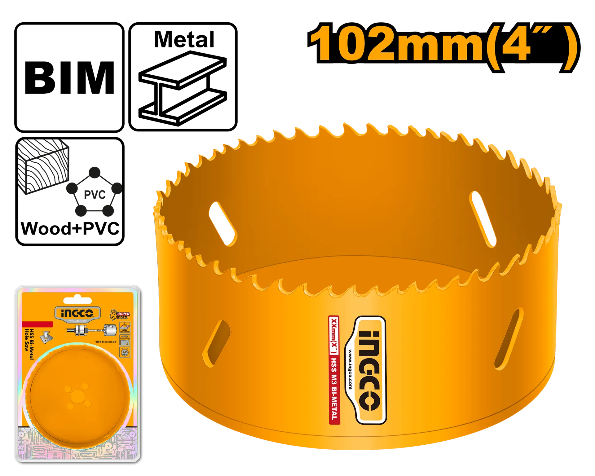 Krona BI-metal per vrima INGCO 102mm HSB101021