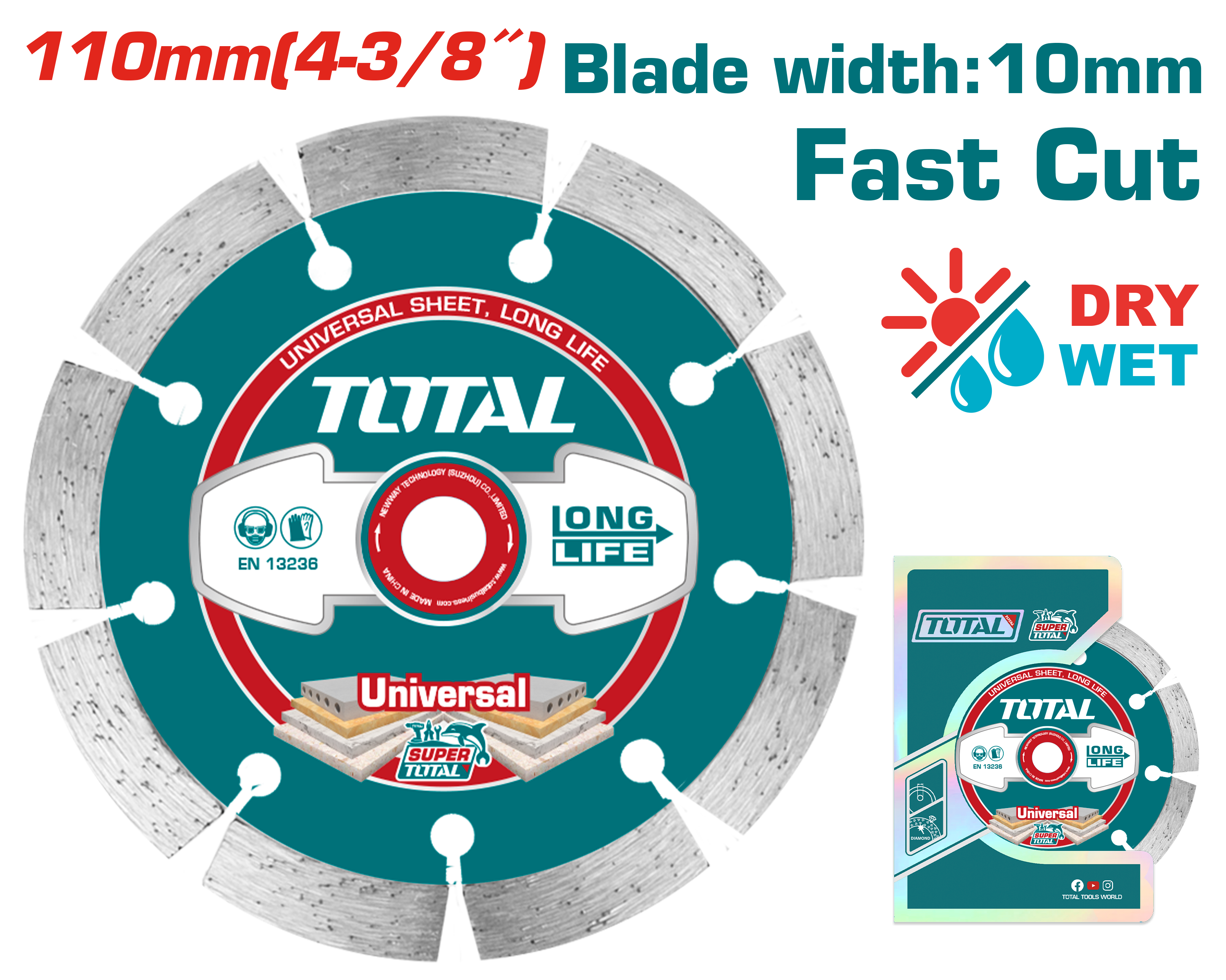 Disk diamant 110mm universal fast cut TOTAL TAC2111103