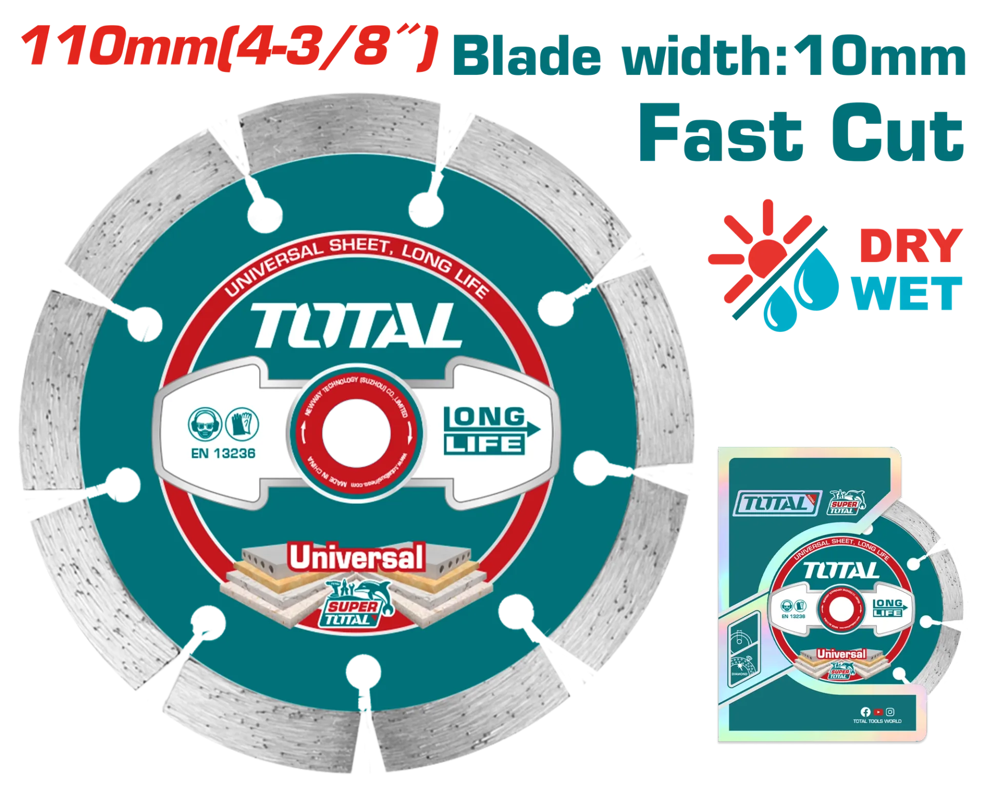 Disk diamant 110mm universal fast cut TOTAL TAC2111103