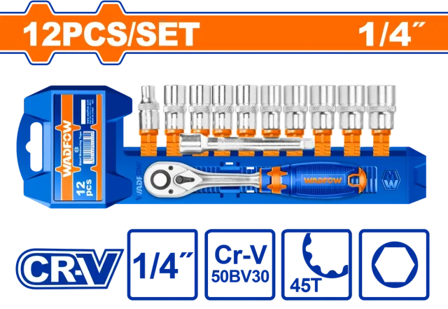 СЕТ КРЦКАЛКА 1/4″ СО 10 ПРИКЛУЧОЦИ WADFOW WST4212