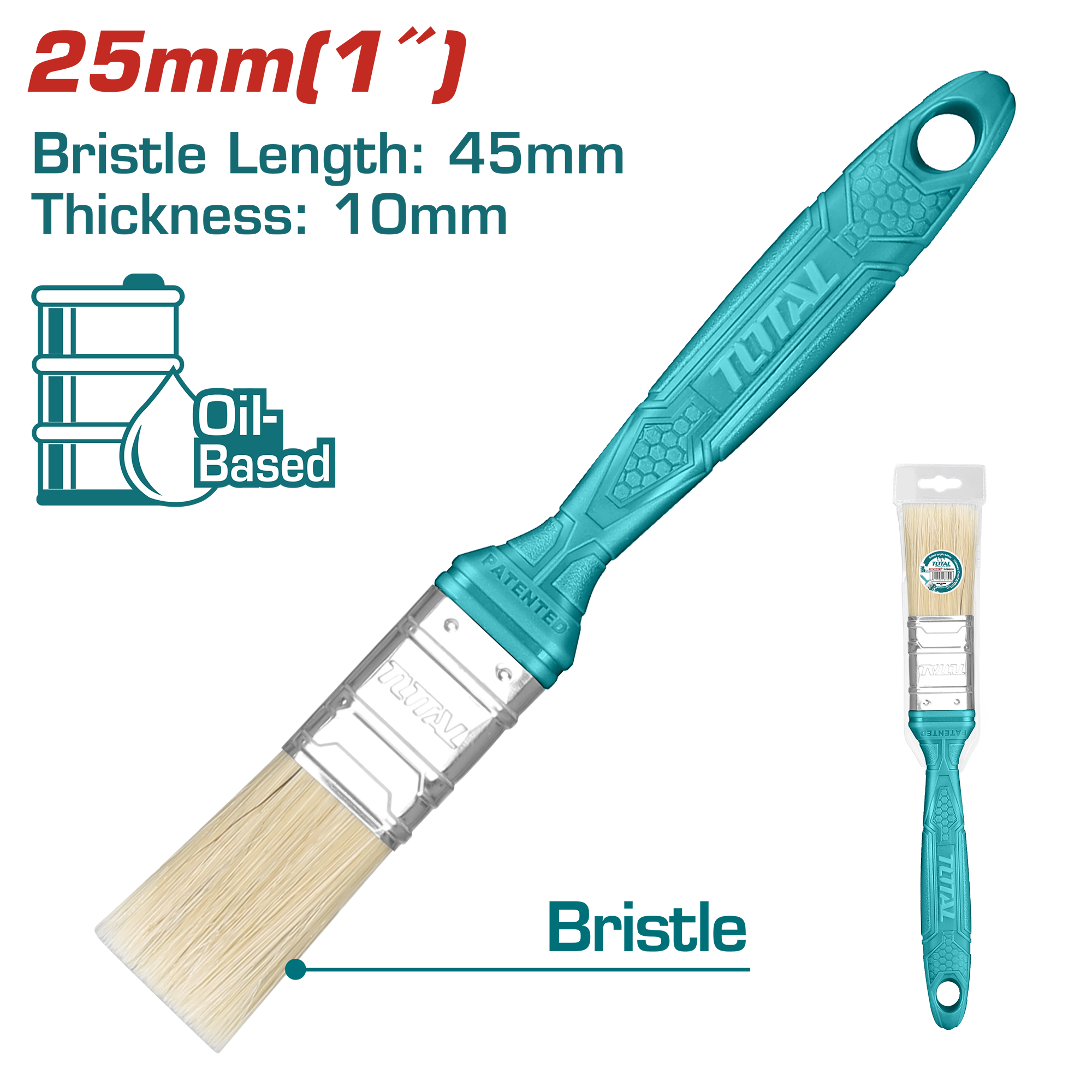 ЧЕТКА ЗА ФАРБАЊЕ 25mm ПВЦ РАЧКА TOTAL THT846016