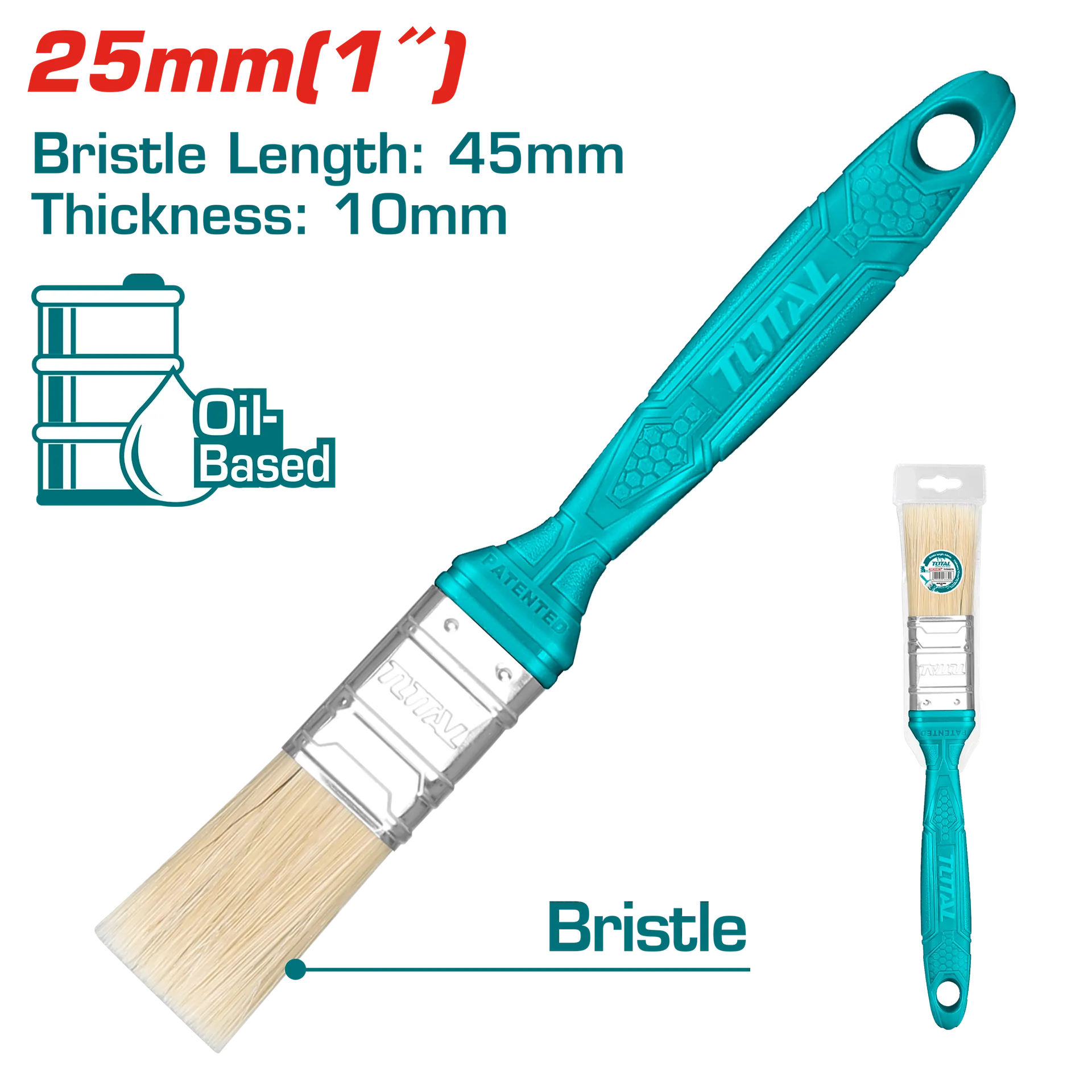 ЧЕТКА ЗА ФАРБАЊЕ 25mm ПВЦ РАЧКА TOTAL THT846016