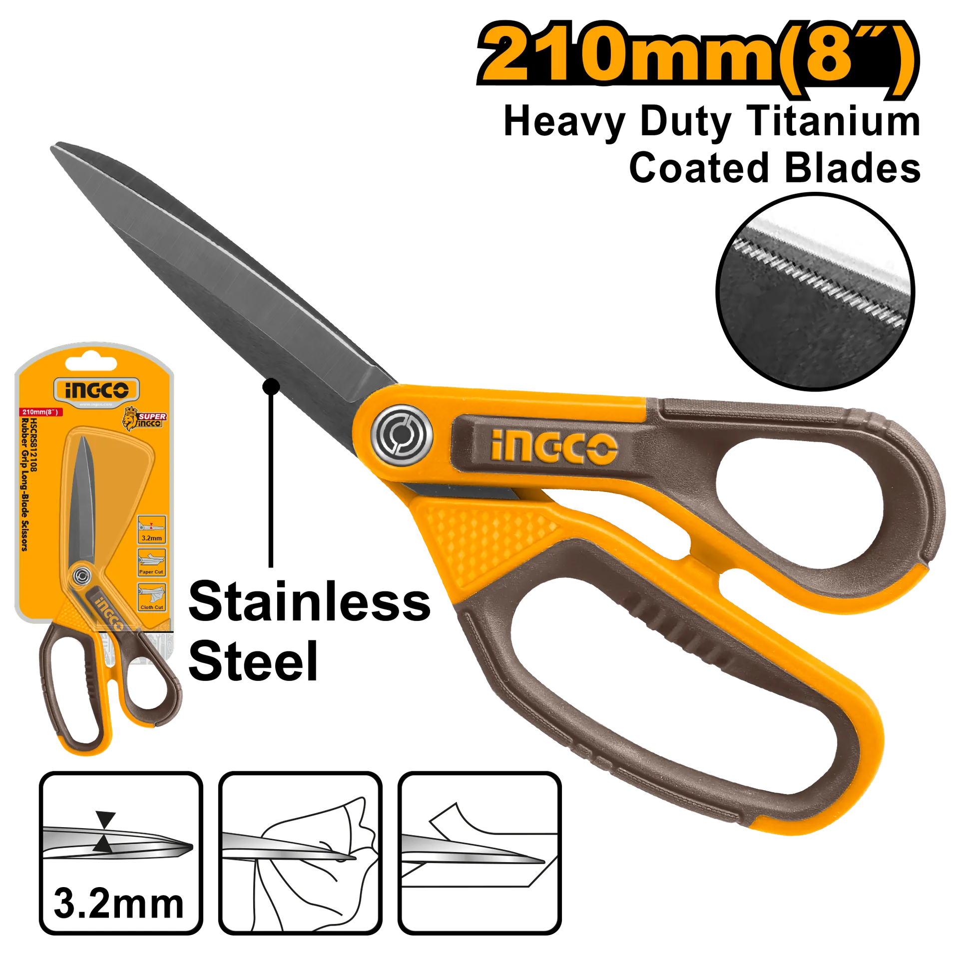 НОЖИЦИ ГОЛЕМИ 210mm INGCO HSCRS812108