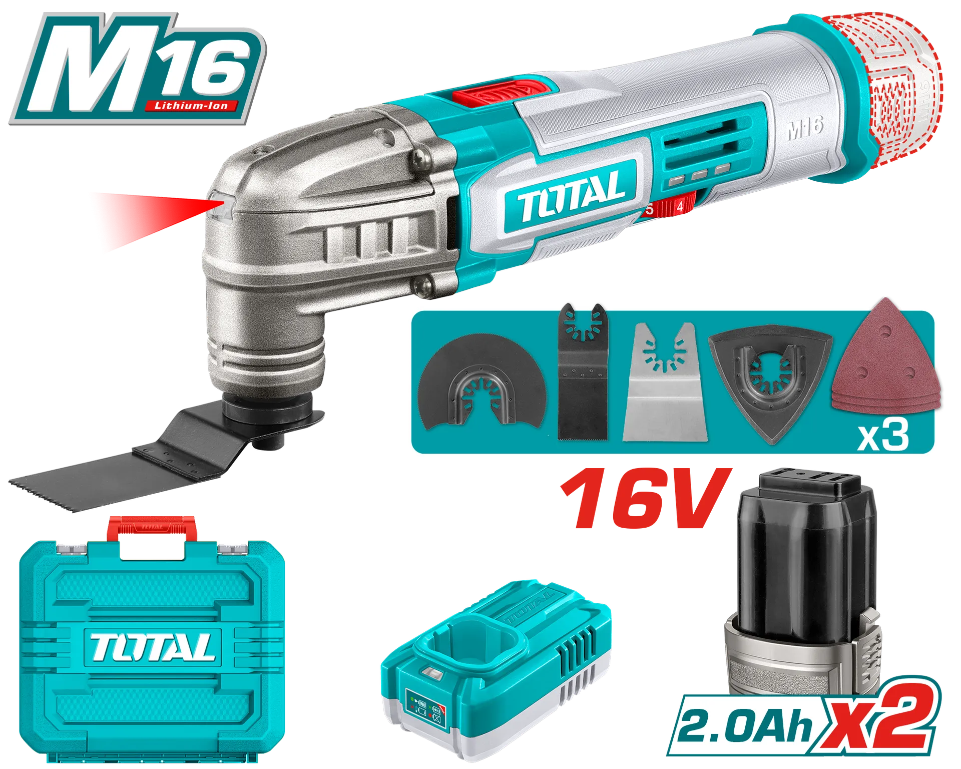 ПОВЕЌЕНАМЕНСКИ АЛАТ МУЛТИТУЛ 16V 2×2.0Ah TOTAL TMLI16222
