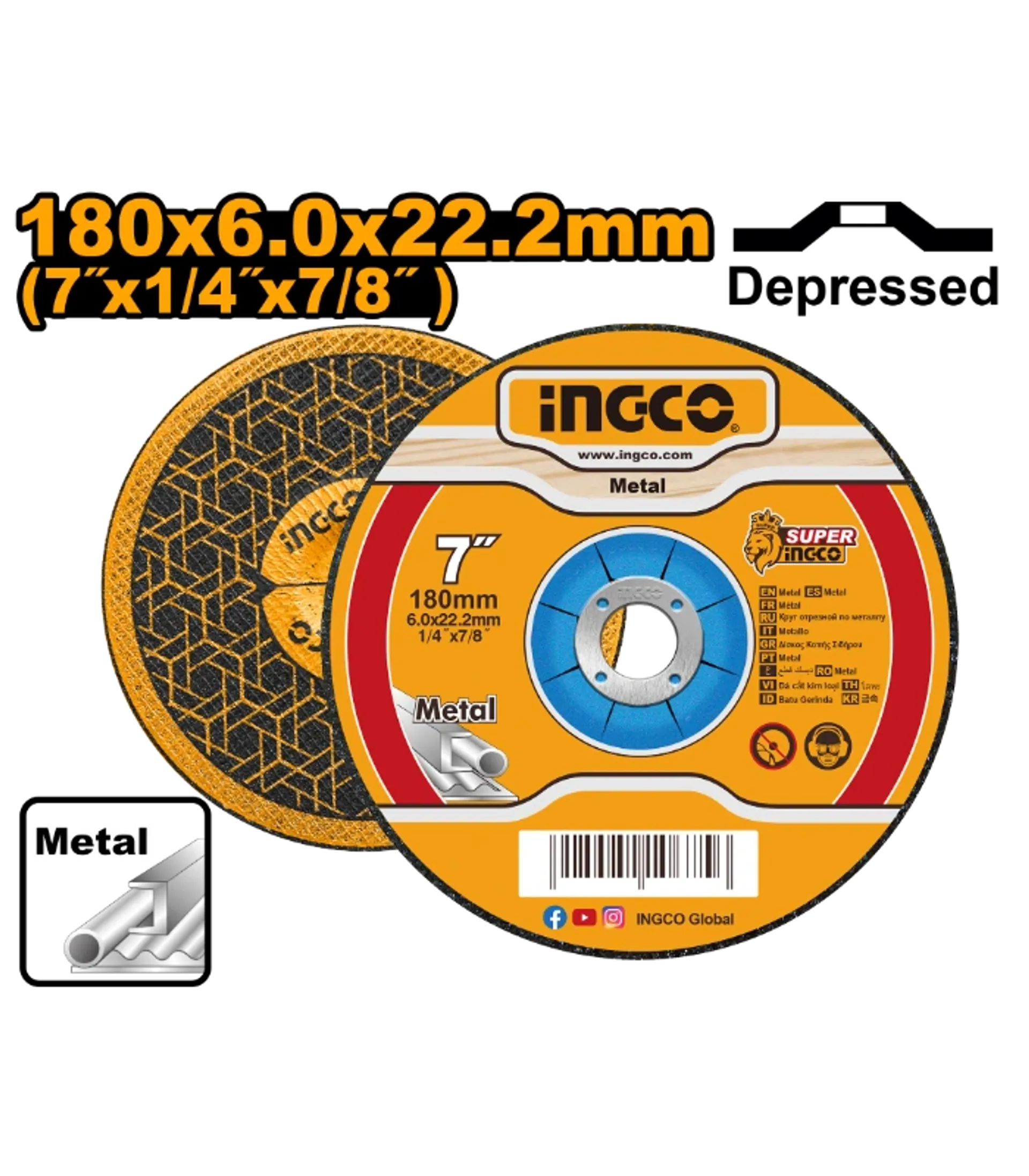 БРУСЕН КАМЕН 180×6.0x22.2mm ВДЛАБНАТ INGCO MGD601801
