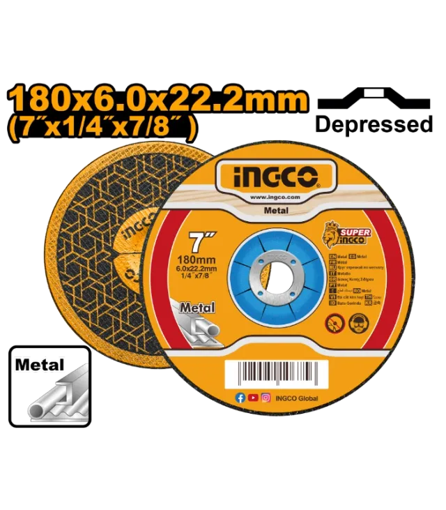 Gur bluese 180×6.0x22.2mm i concavë INGCO MGD601801