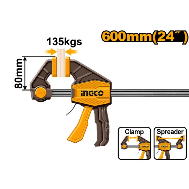 Столарска брза стега 600mm 60kg INGCO PVC+метал HOBC24802