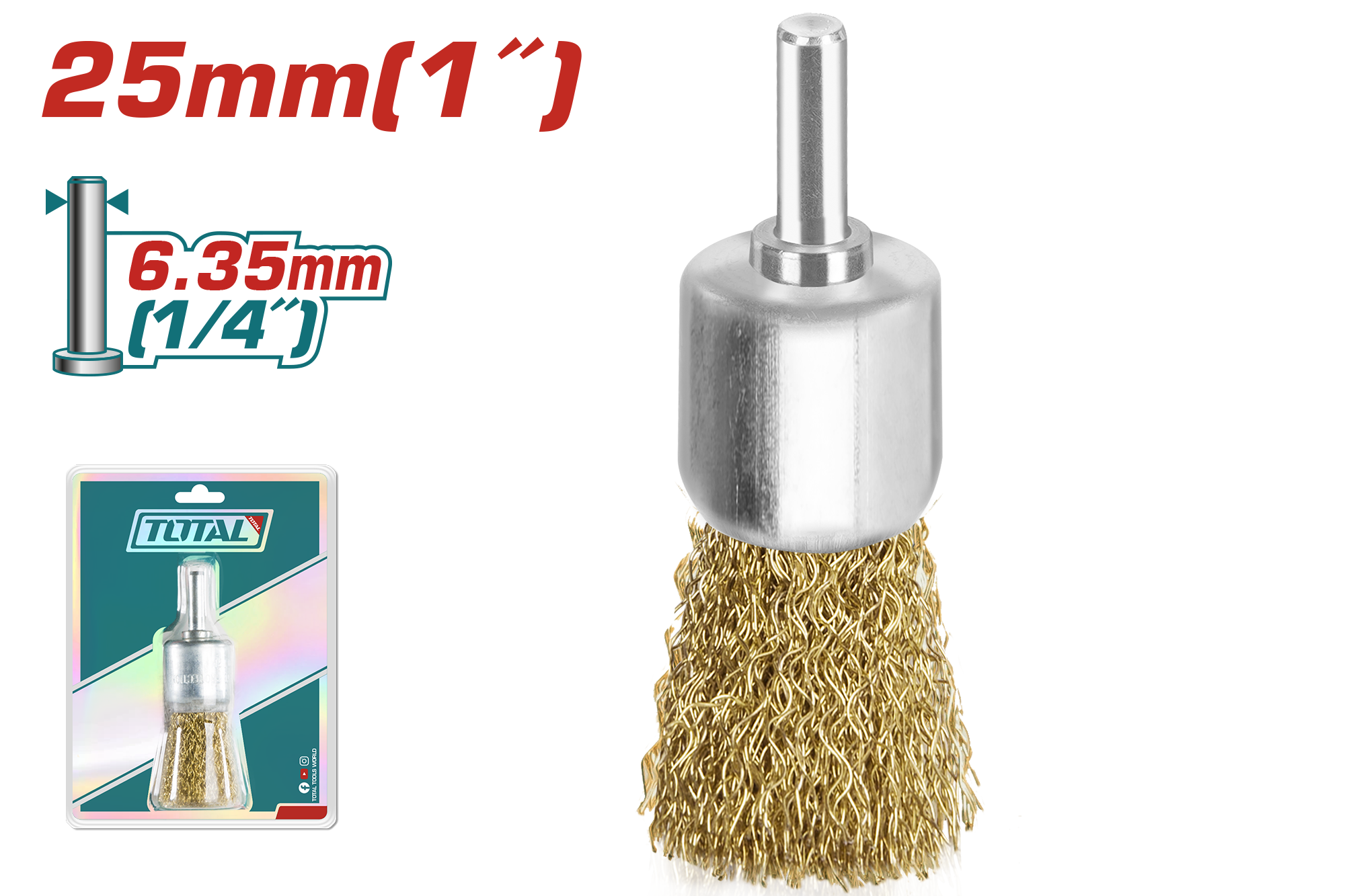 Furçë bronz 25mm për stëpues 6.35mm (1/4″) TOTAL TAC37011