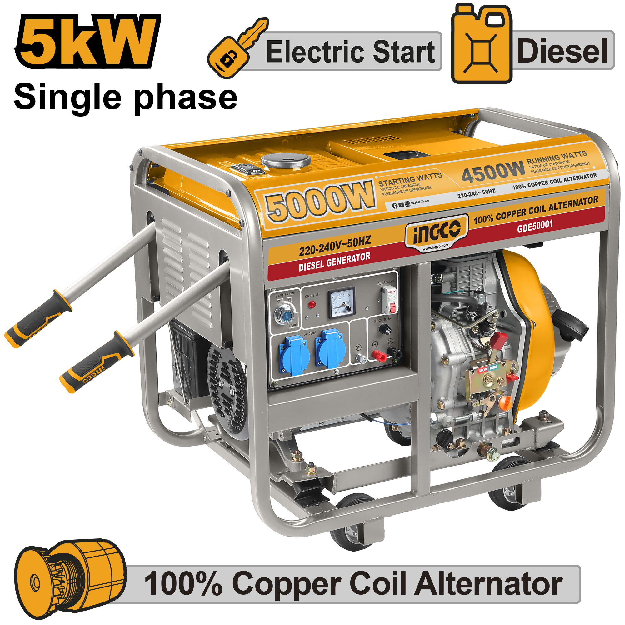 АГРЕГАТ ДИЗЕЛ 5 KW INGCO GDE50001