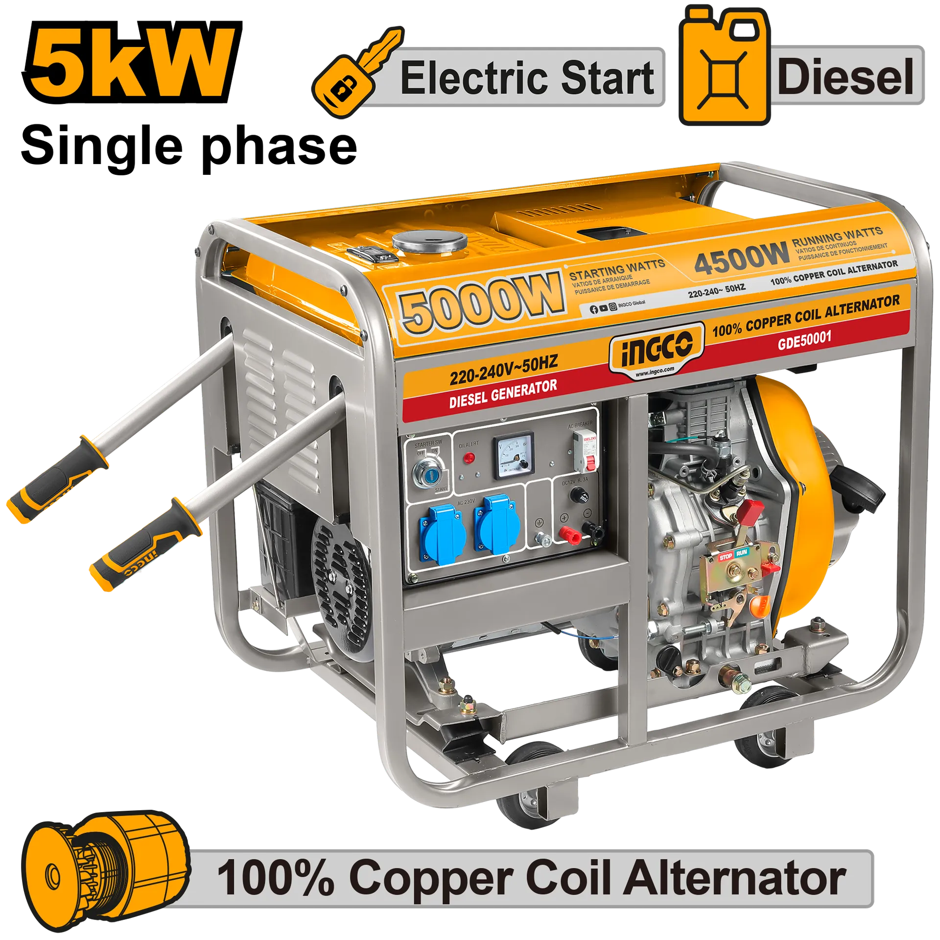 АГРЕГАТ ДИЗЕЛ 5 KW INGCO GDE50001