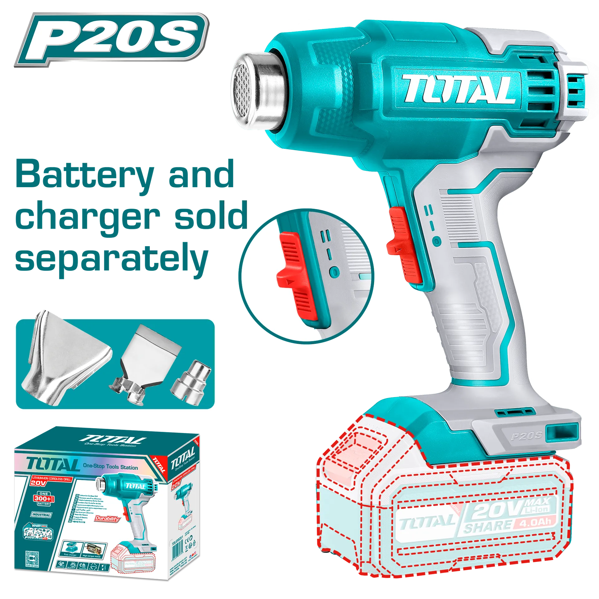 Pistol nxehtësie industriale TOTAL vetëm pa bateria TBLI2002