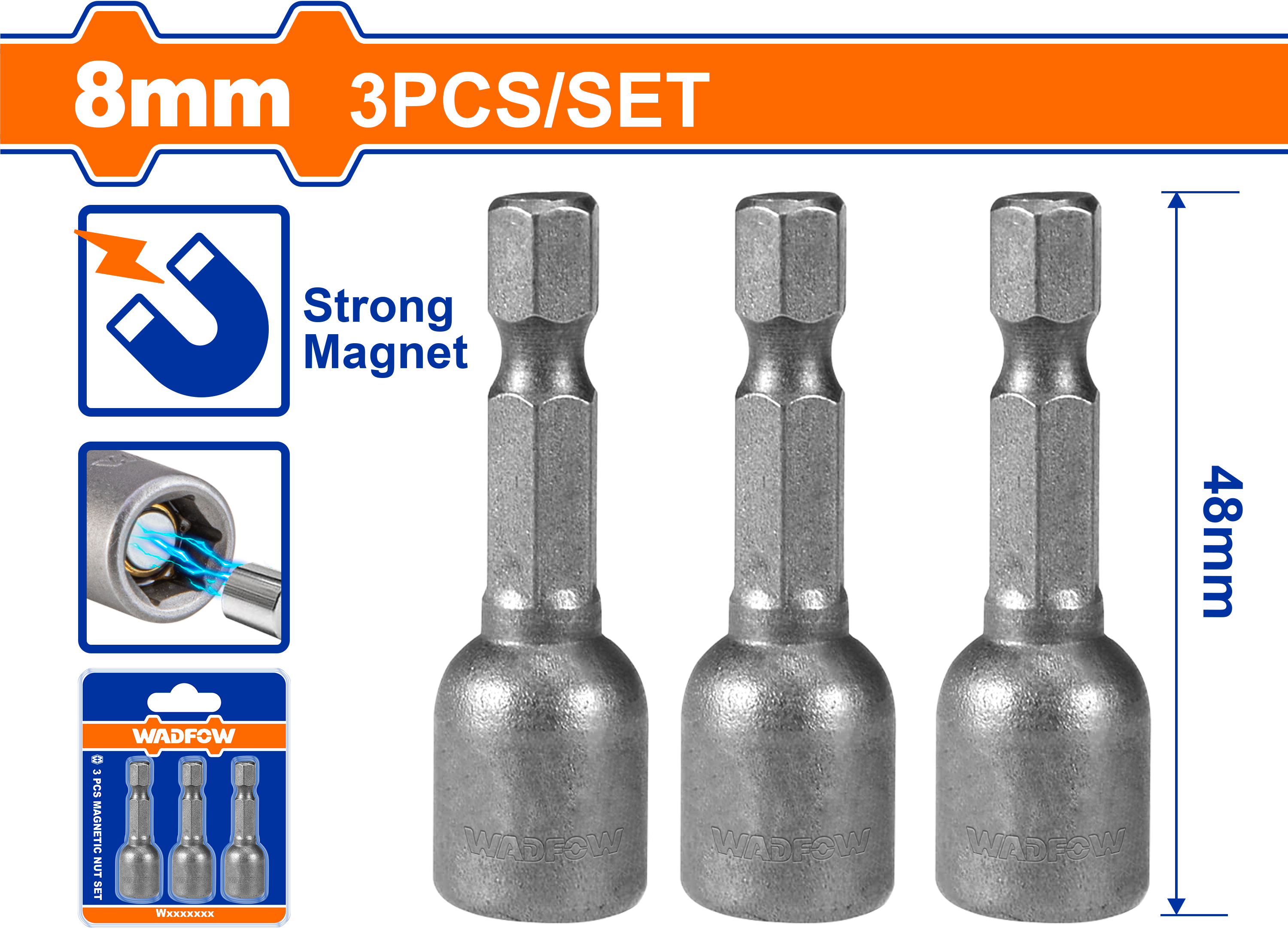 8mm Punte për shpuese 3/1 WADFOW WWR1K08