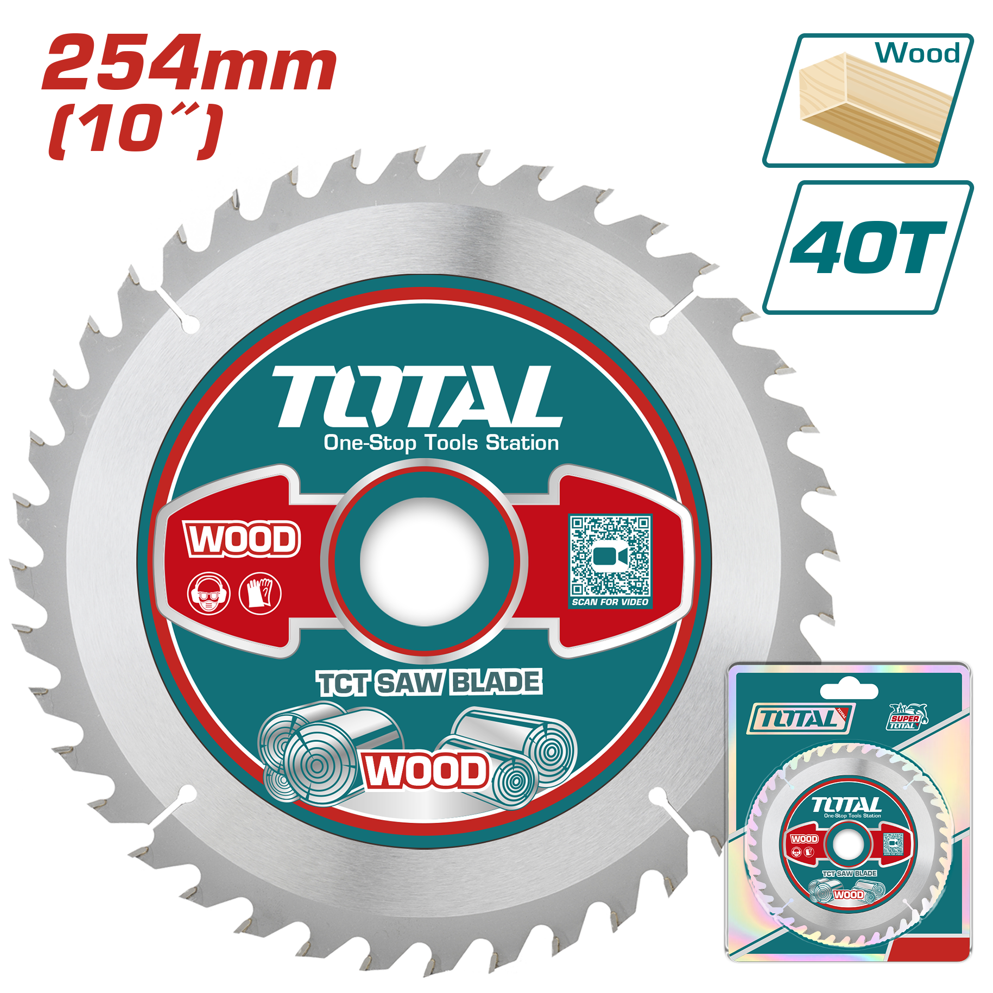 Pila për cirkulare 254mm 40T drutë TOTAL TAC231725