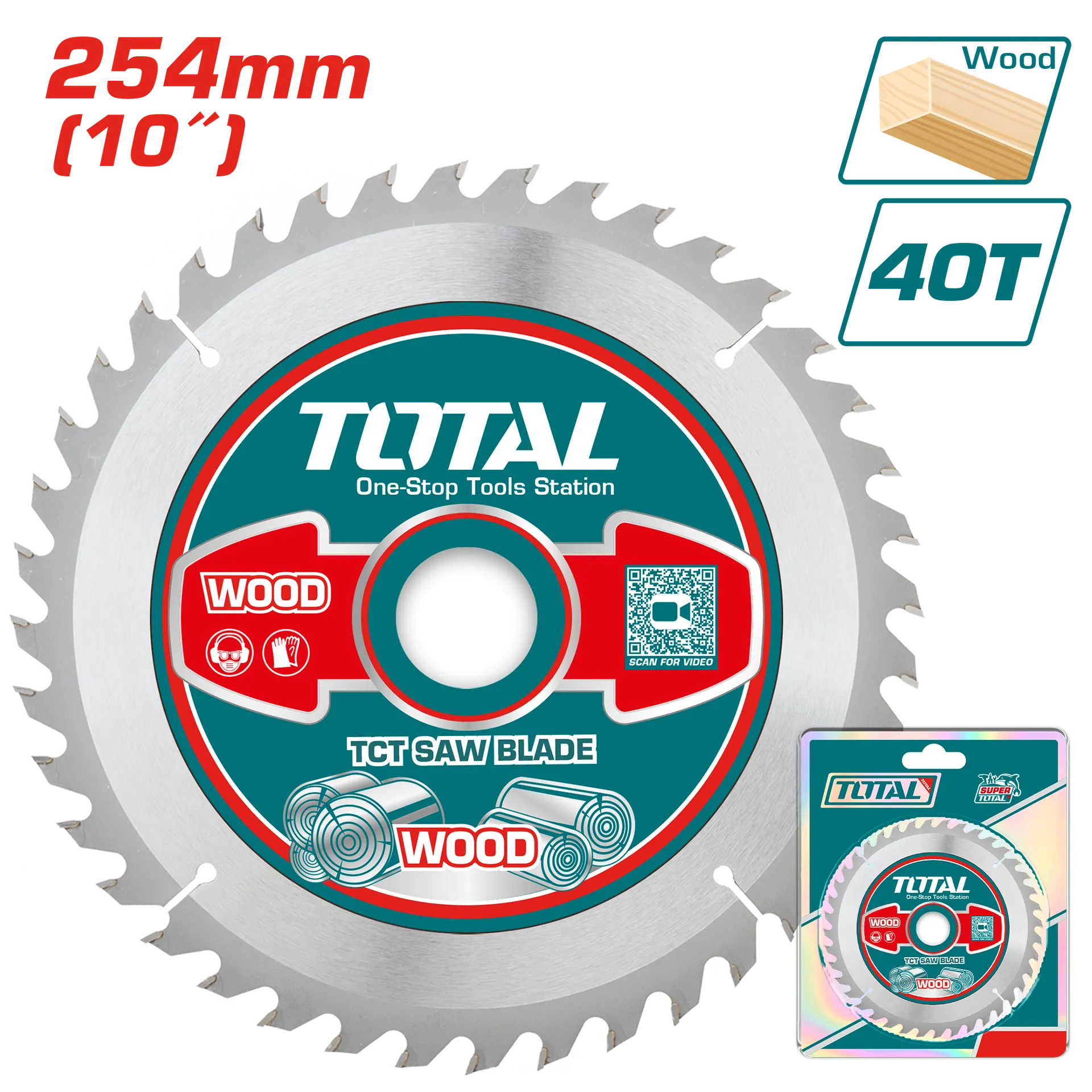 Pila për cirkulare 254mm 40T drutë TOTAL TAC231725