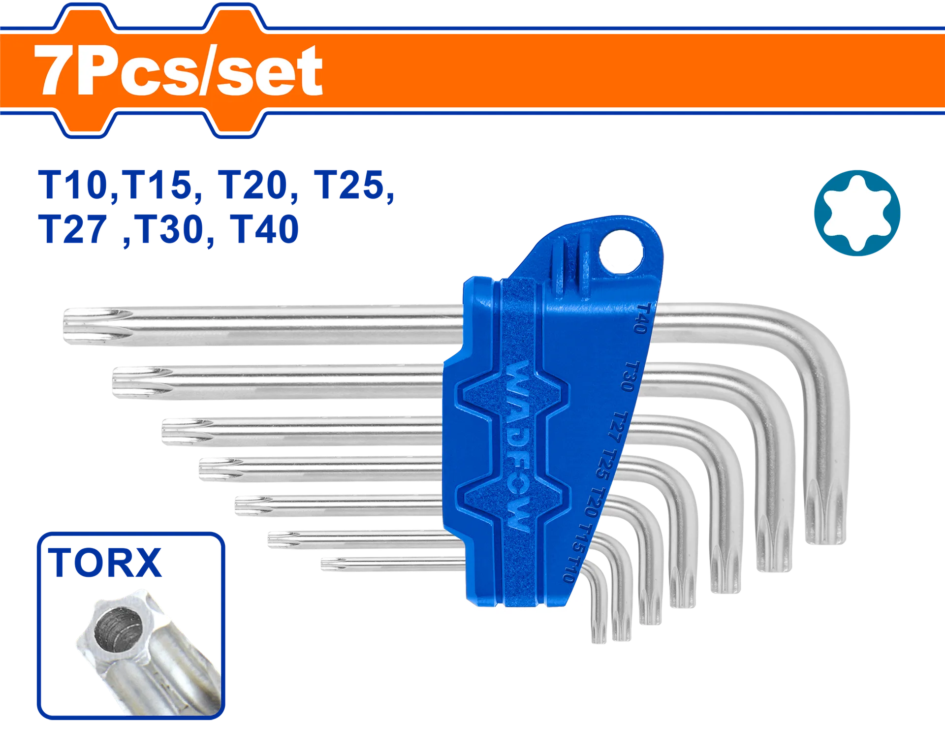 СЕТ од 7 ТОРКС КЛУЧЕВИ T10-T40 WADFOW WHK3671